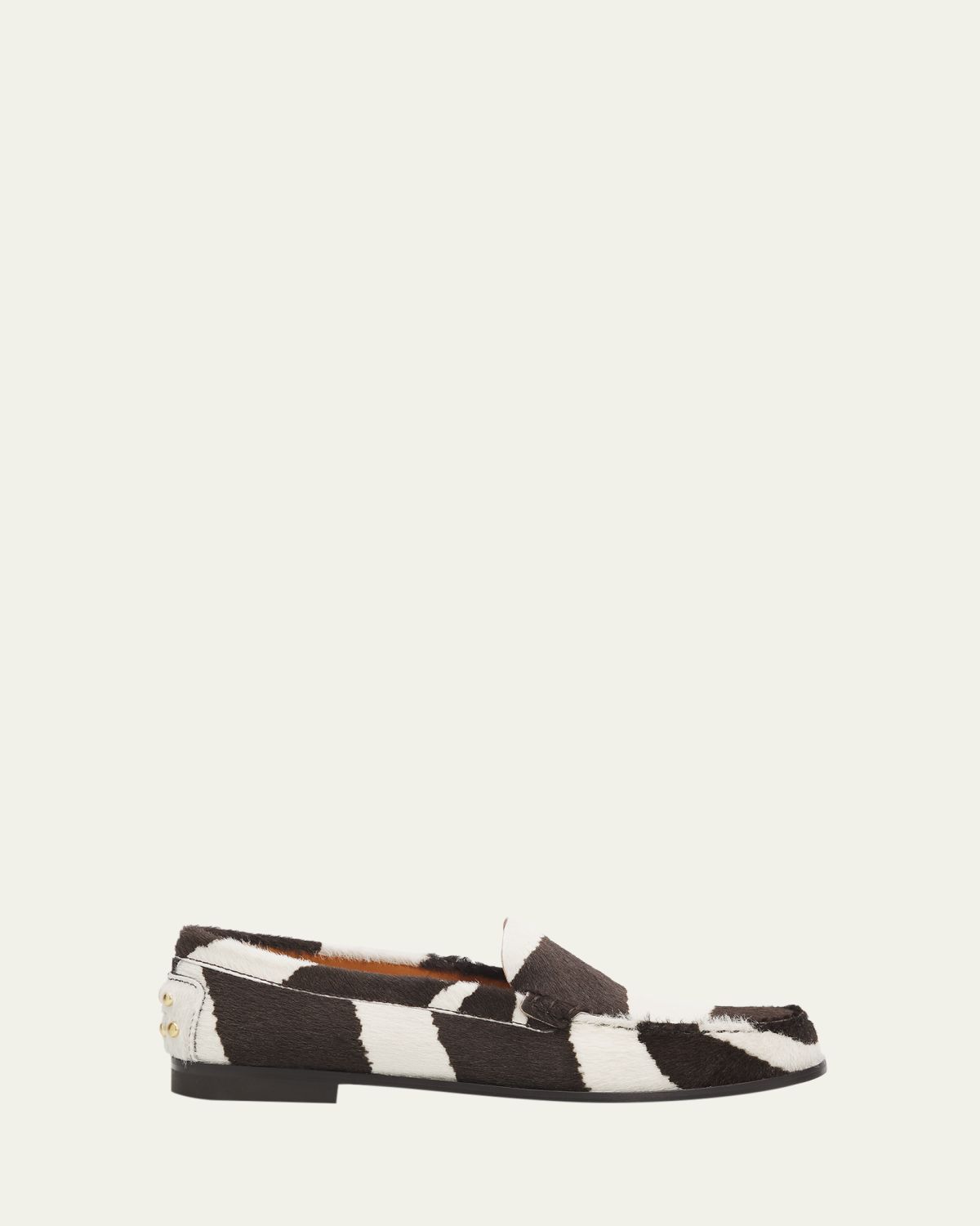 Tod's Metal Dots Zebra-Printed Calf Hair Loafers