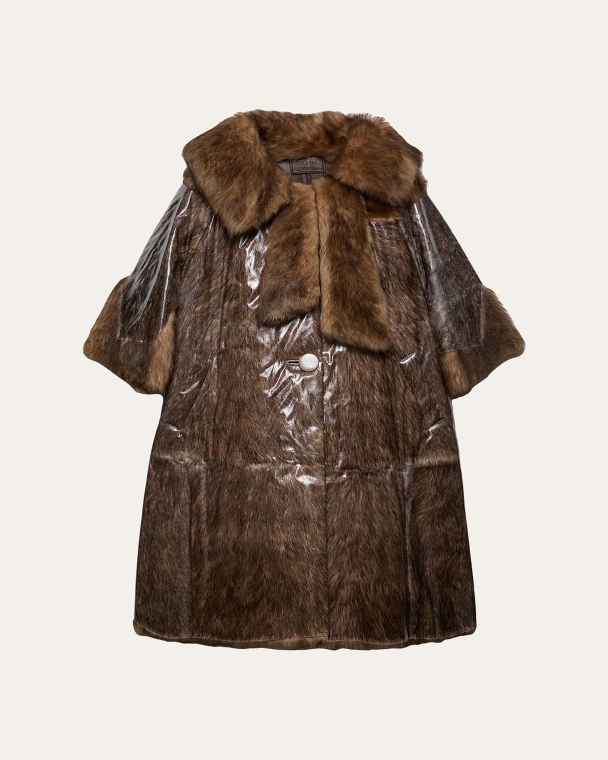 Prada PVC Coated Lamb Shearling Single-Breasted Coat | Thumbnail 6 Prada PVC Coated Lamb Shearling Single-Breasted Coat | Thumbnail 6
