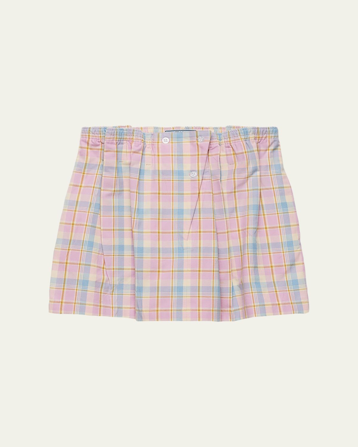 Prada Check Popeline Gathered Mini Skirt | Thumbnail 6 Prada Check Popeline Gathered Mini Skirt | Thumbnail 6