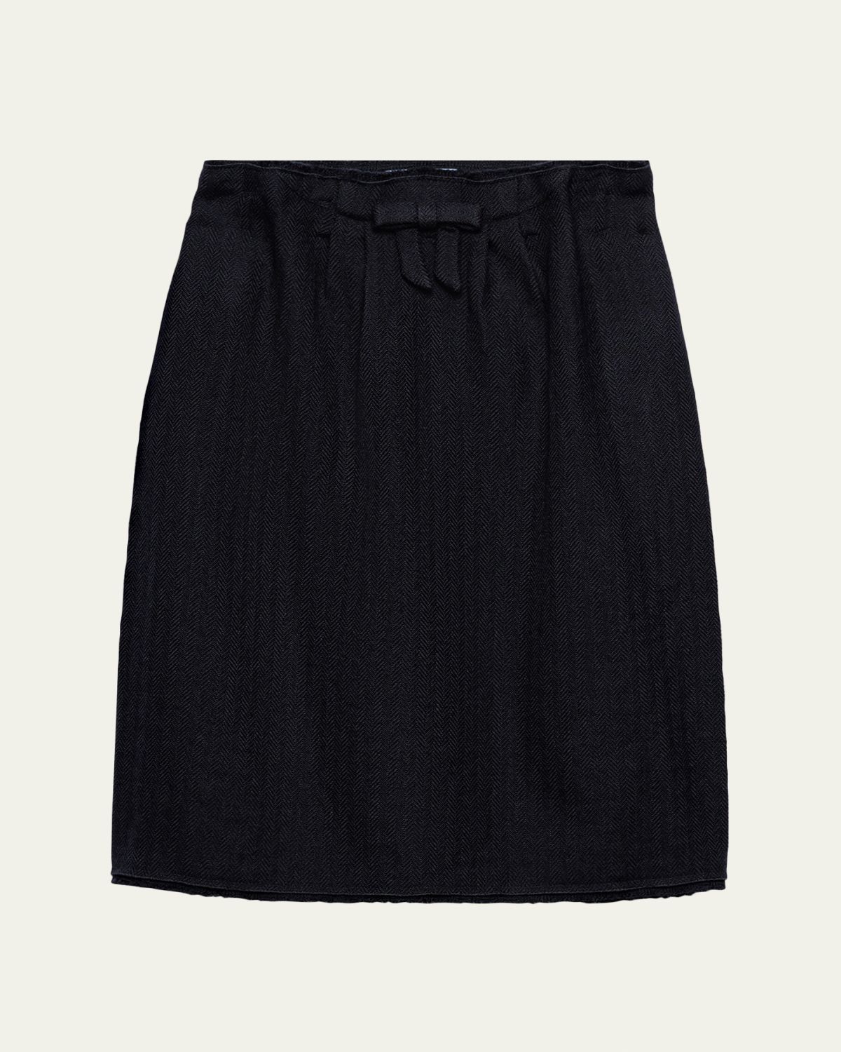 Prada Chevron Wool Gathered Midi Skirt