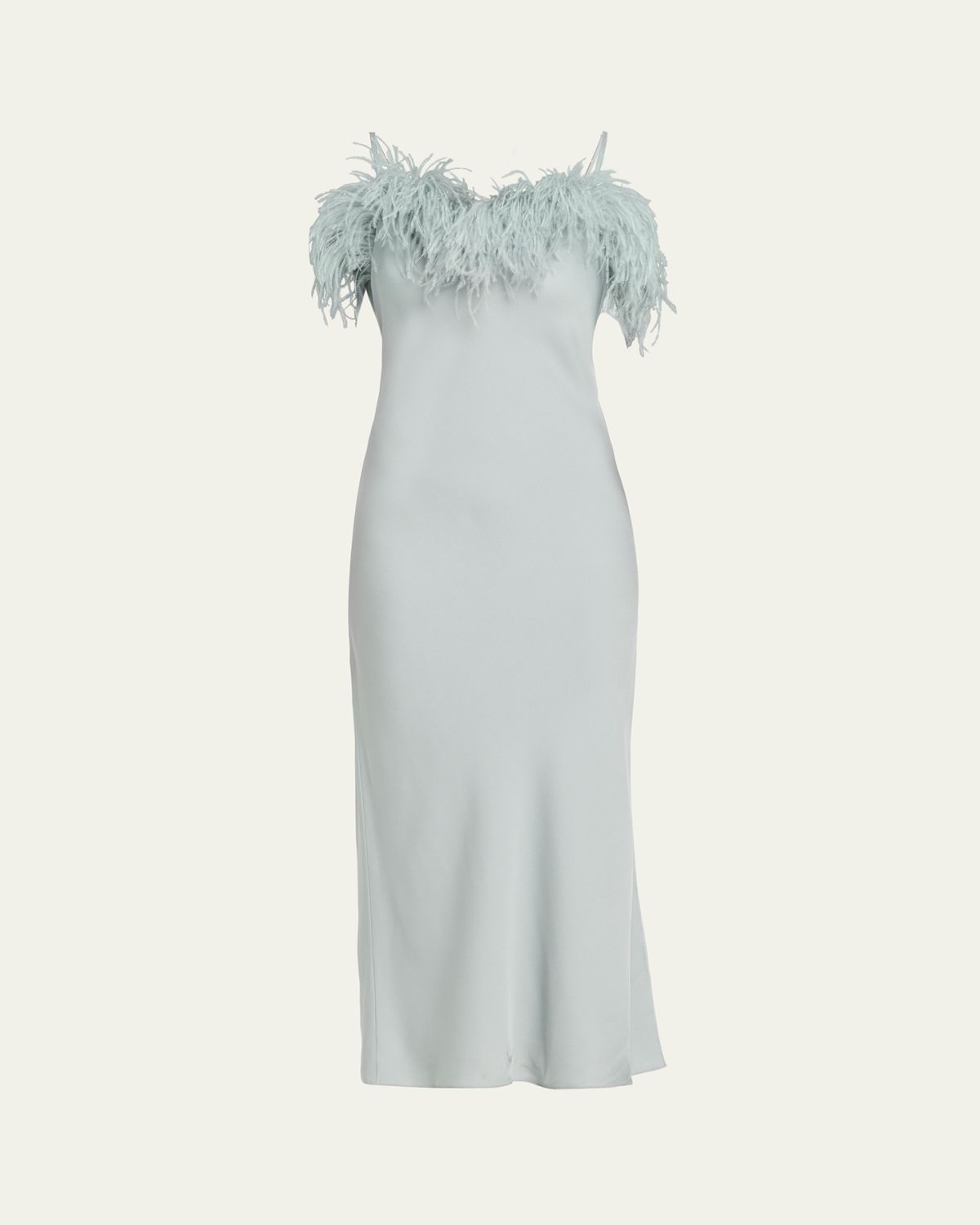 A.L.C. Odette Feather-Trim Satin Slip Dress