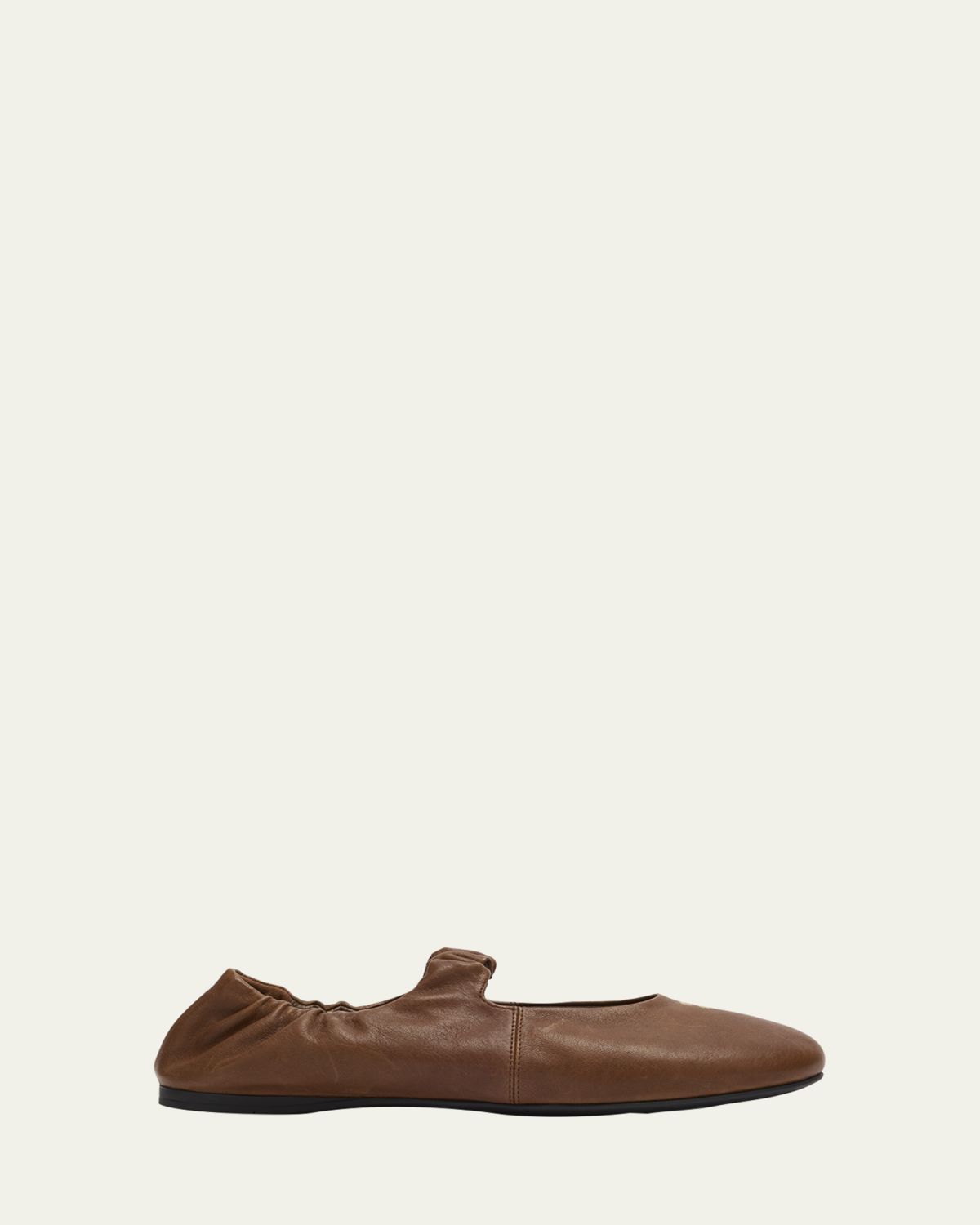 Miu Miu Ruched Leather Ballerina Flats