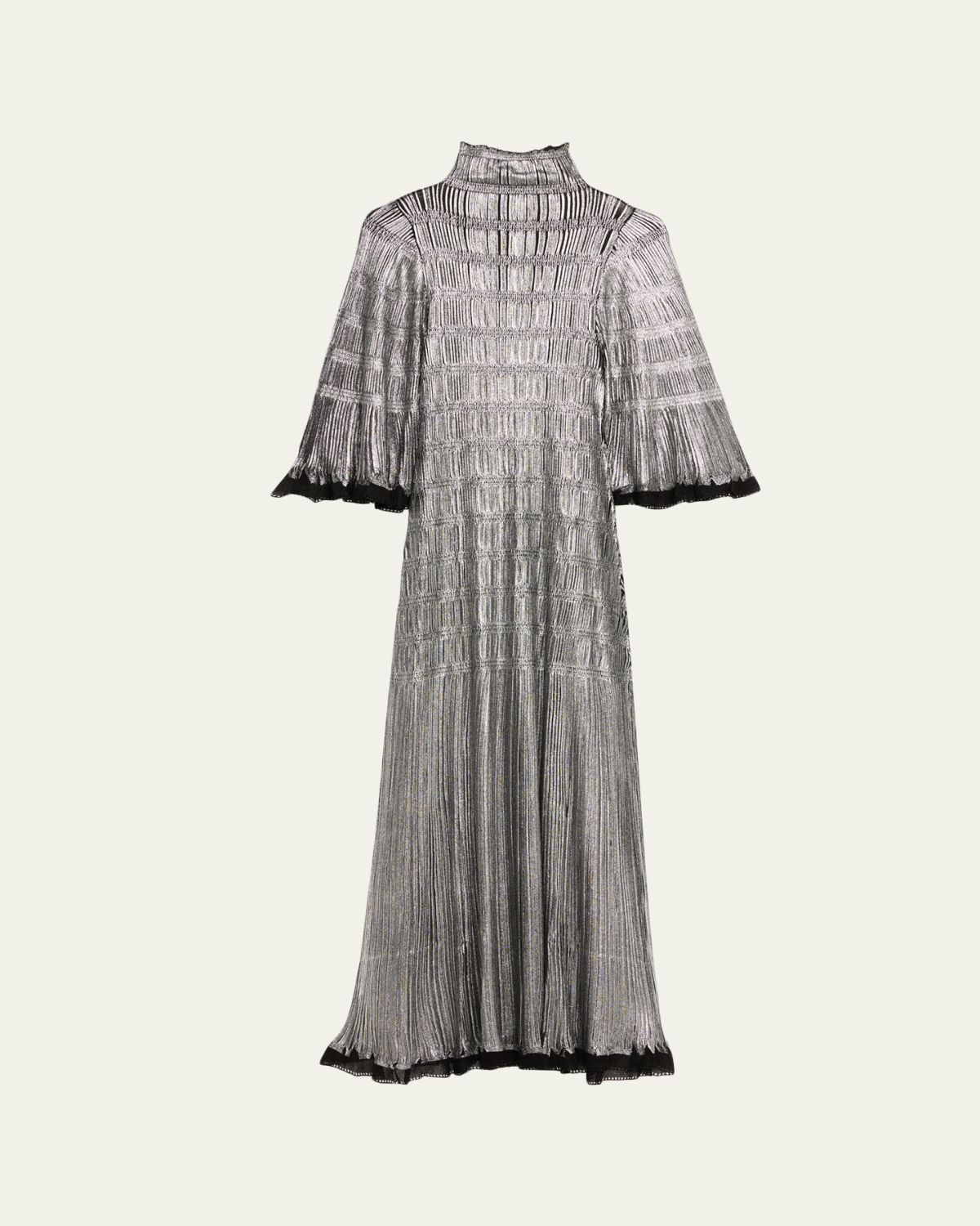 Lanvin Smocked Metallic Maxi Dress