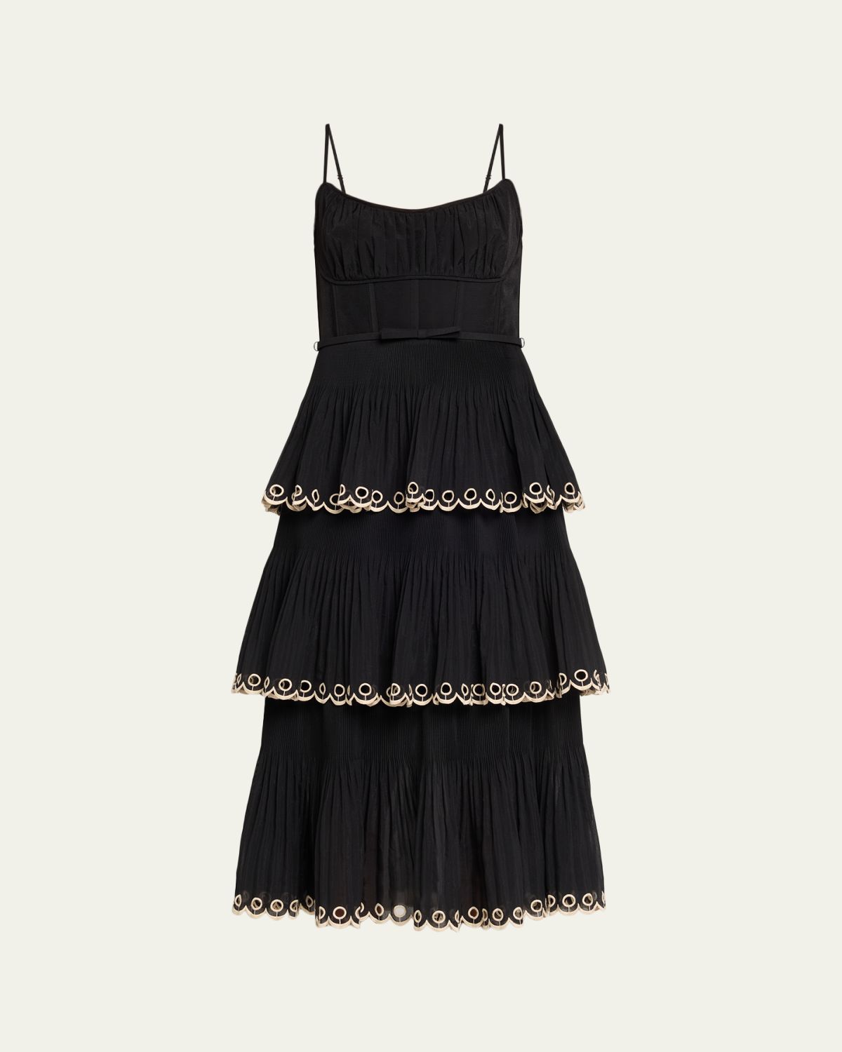 Zimmermann Embroidered Tiered Midi Dress