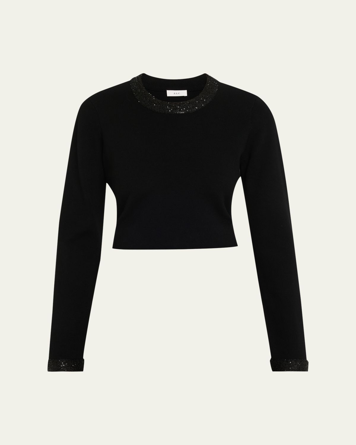 A.L.C. Marley Sequined Long-Sleeve Crop Top