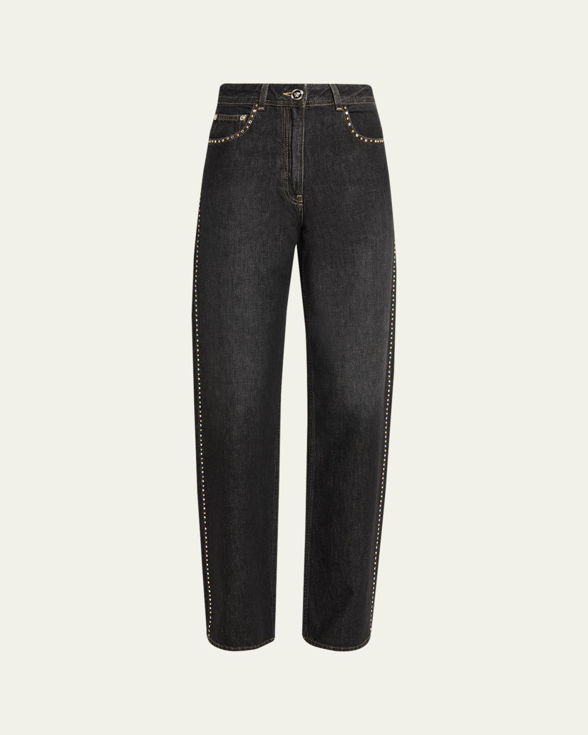 Versace Embellished Straight-Leg Jeans