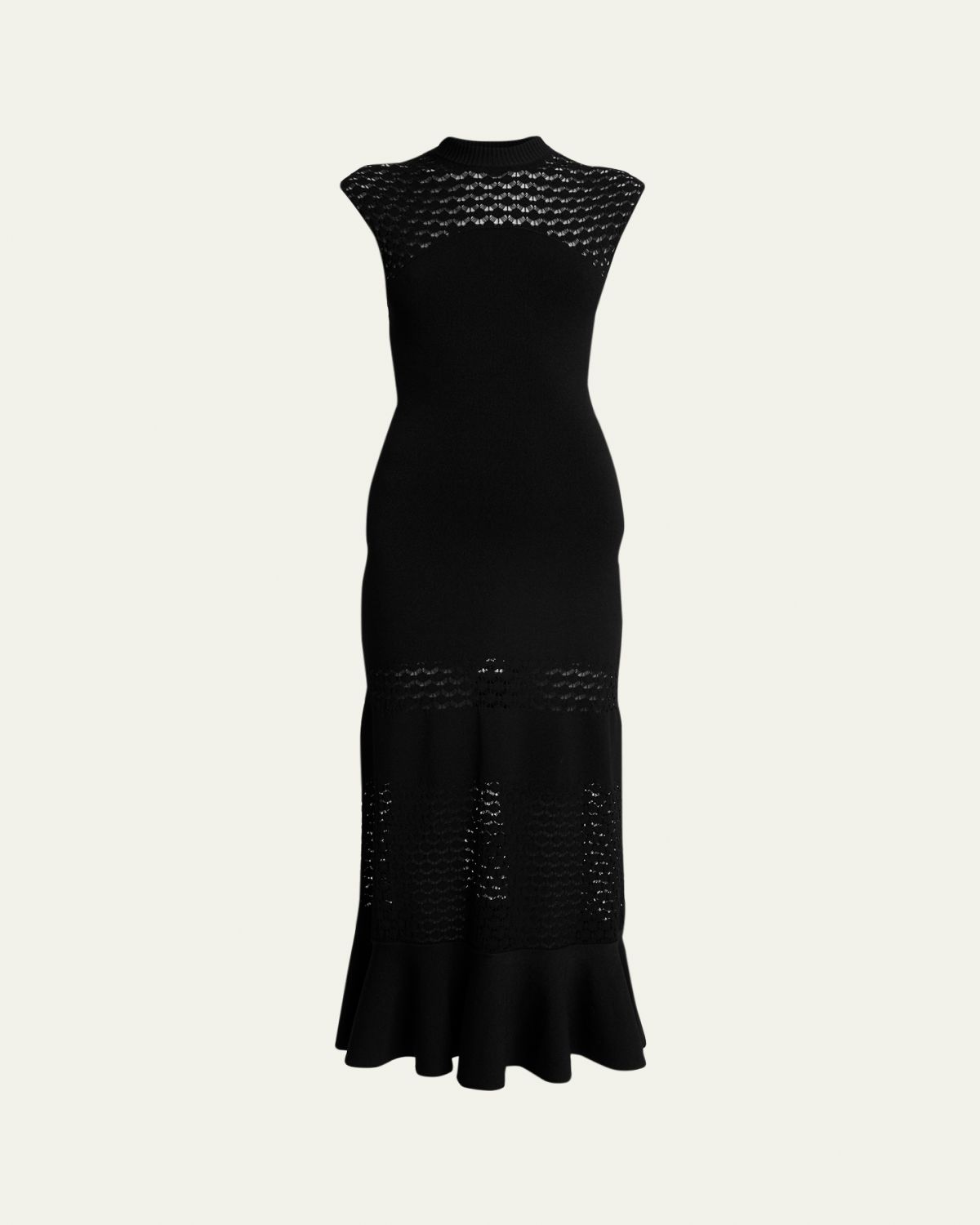 Lanvin Lace Open-Knit Ruffle Maxi Dress