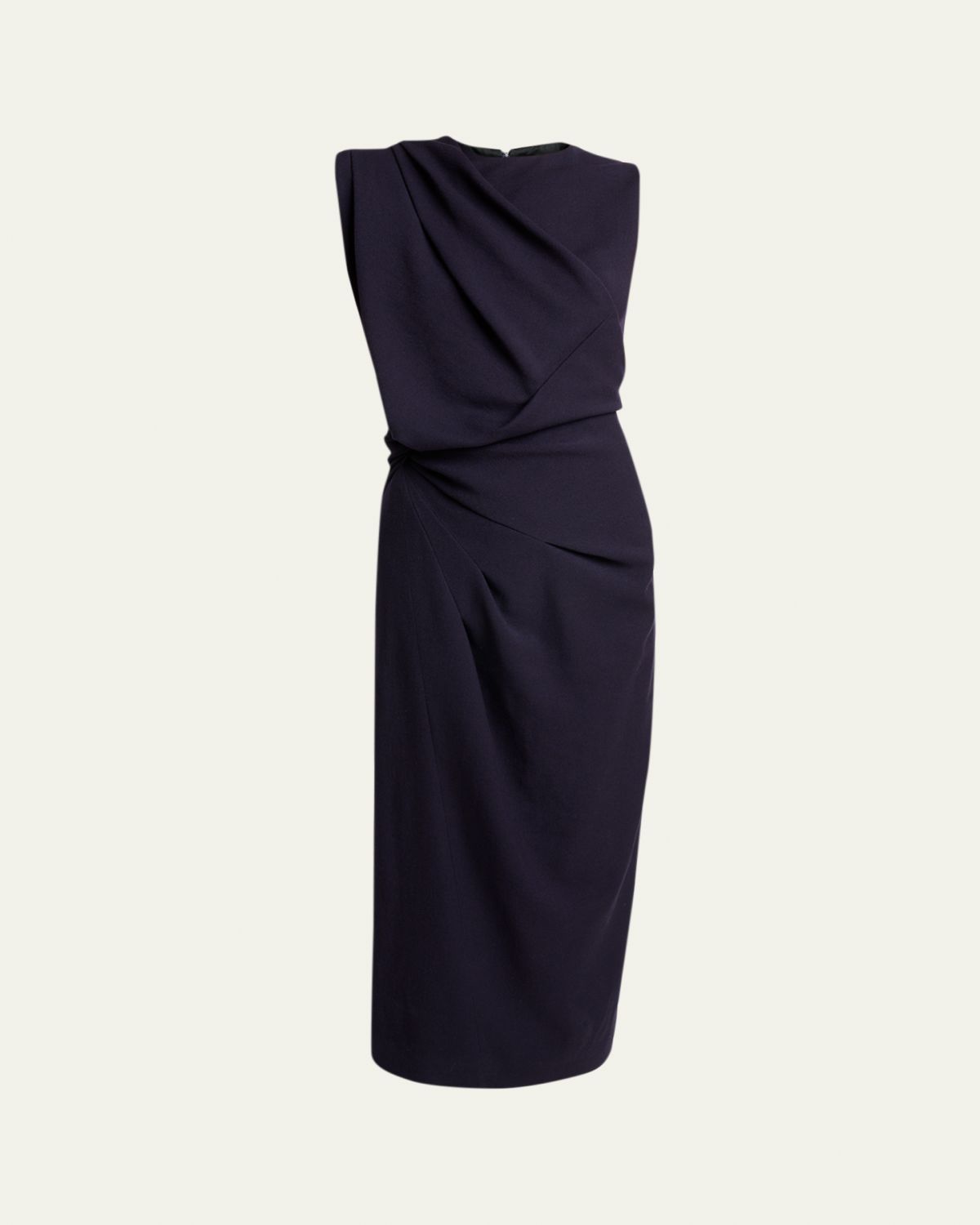 Lanvin Draped Shoulder Sleeveless Midi Dress