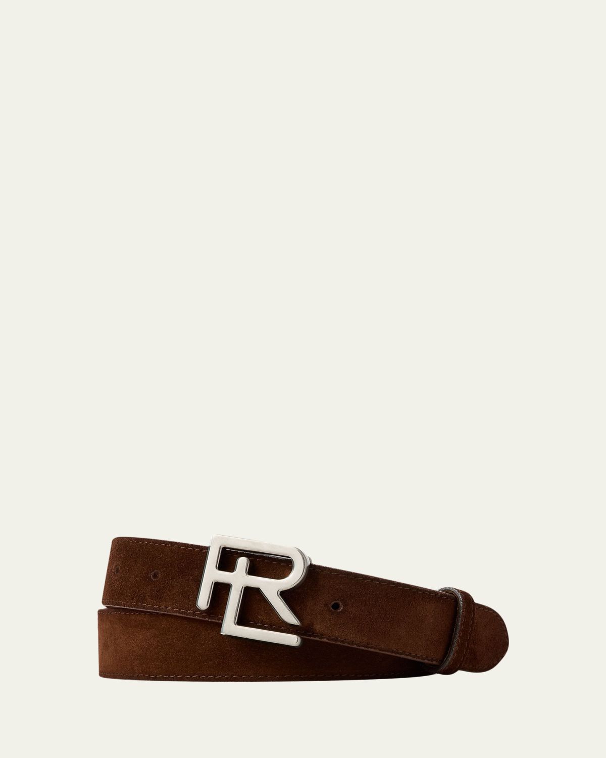 Ralph Lauren Purple Label Men 's RL-Buckle Calf Suede Belt