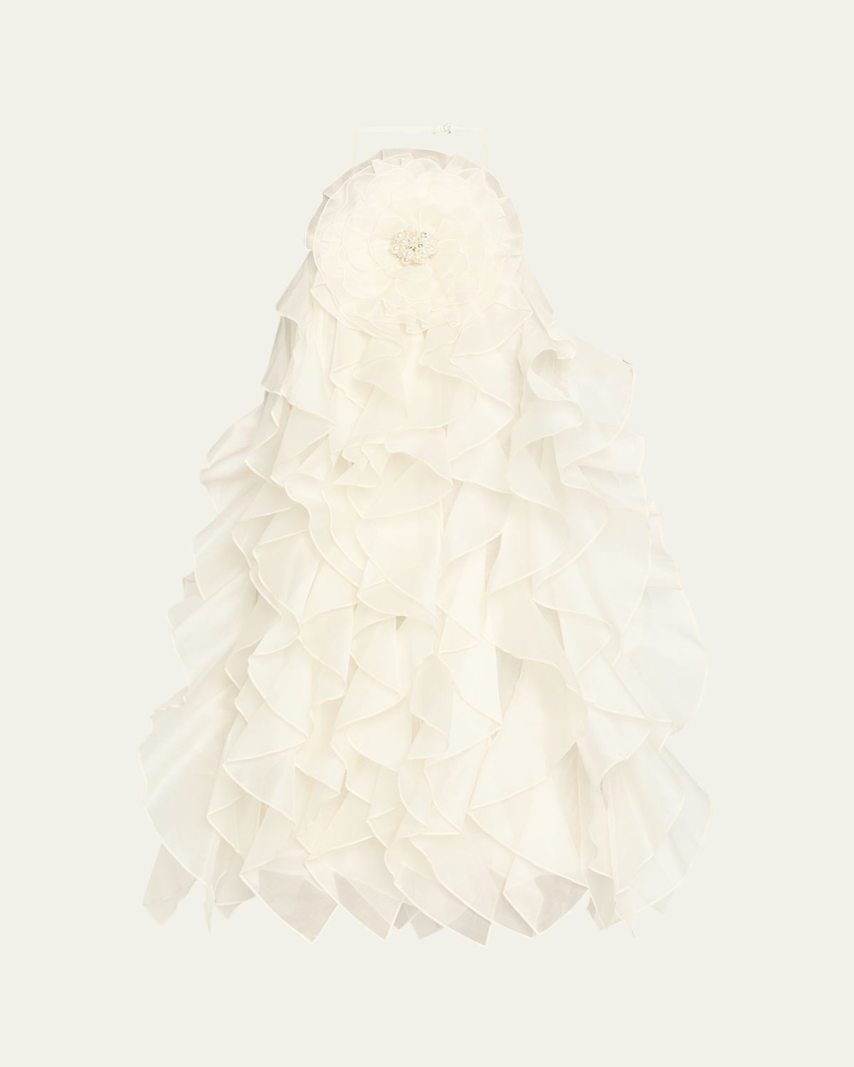 Retrofete Arina Ruffled Silk Halter Dress