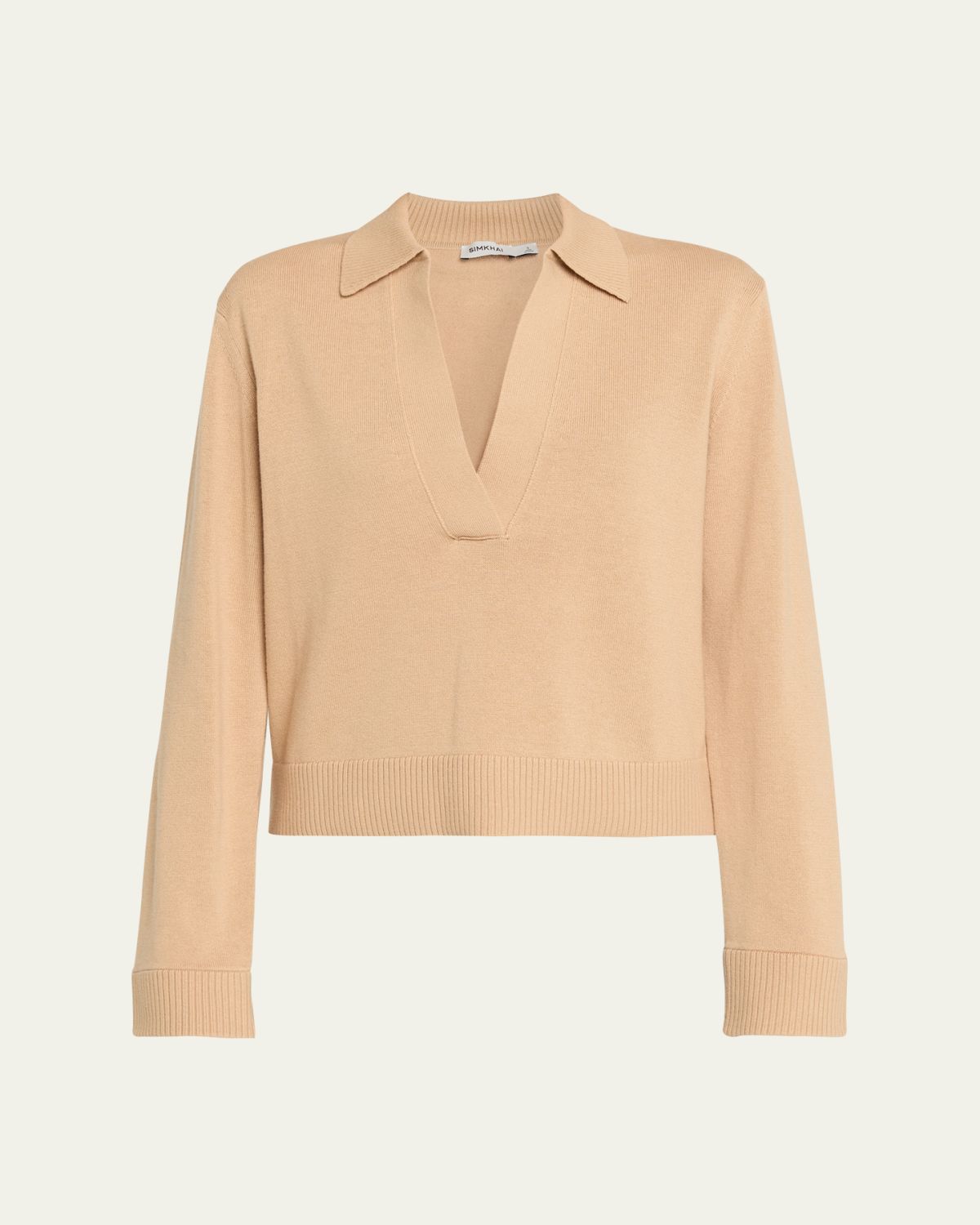 SIMKHAI Cashmere-Cotton Polo Sweater