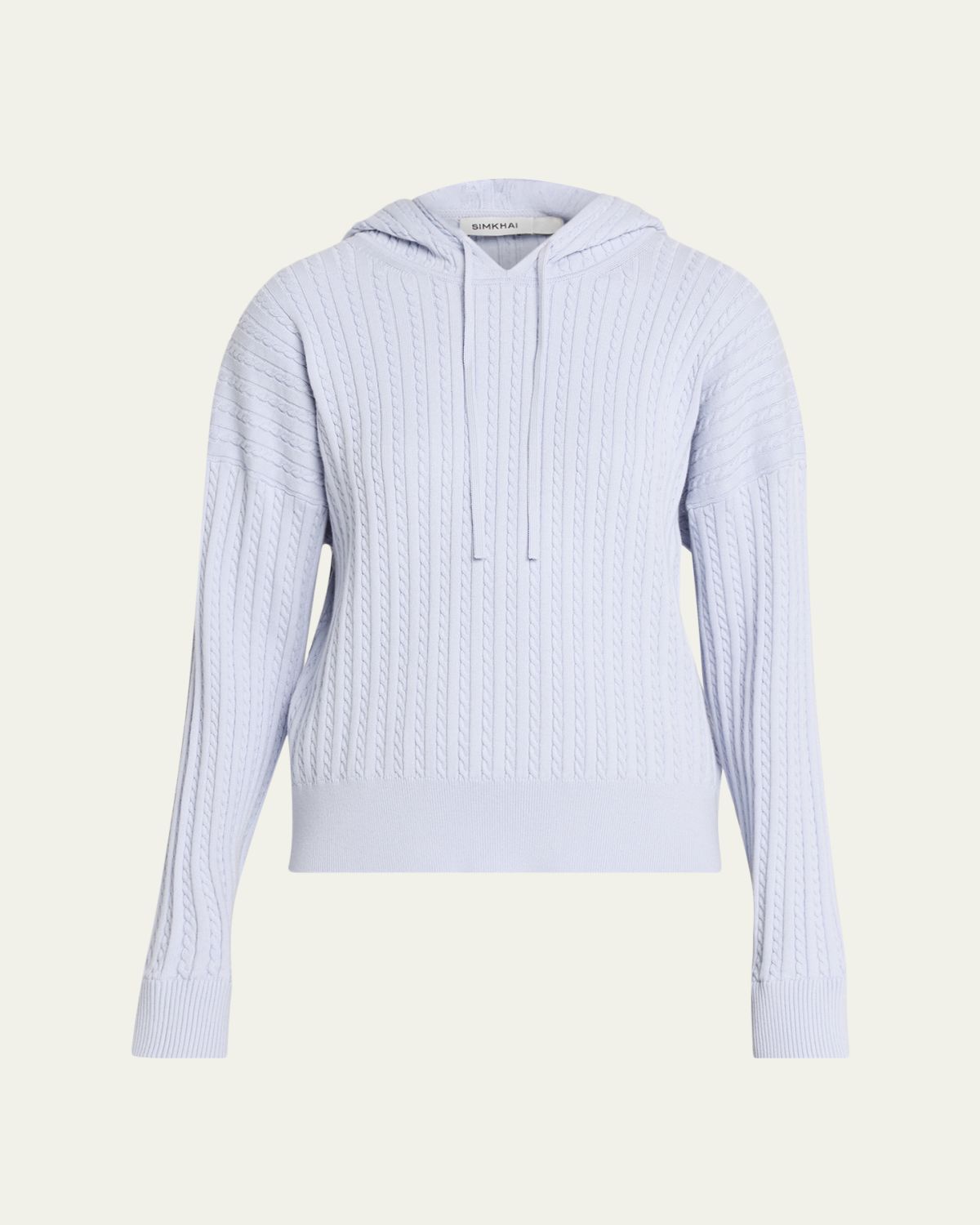 SIMKHAI Cashmere-Blend Cable-Knit Hoodie