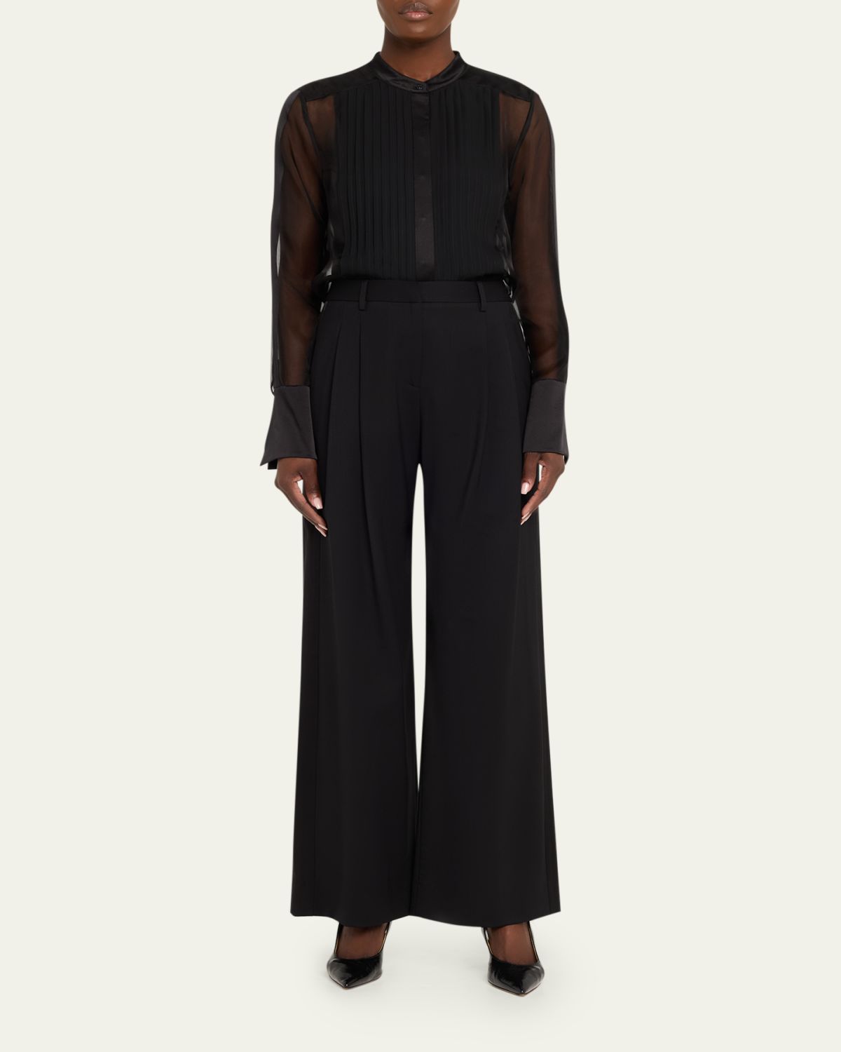 TWP Peyton Sheer Tuxedo Button-Front Shirt | Thumbnail 2