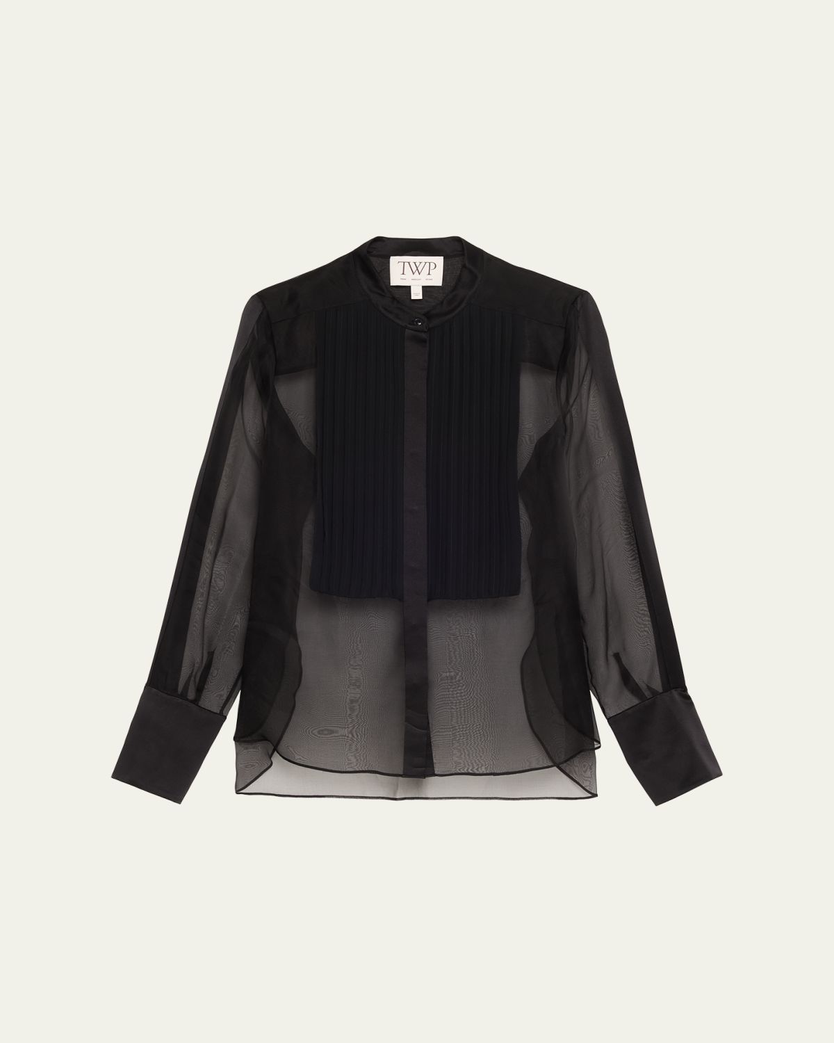 TWP Peyton Sheer Tuxedo Button-Front Shirt
