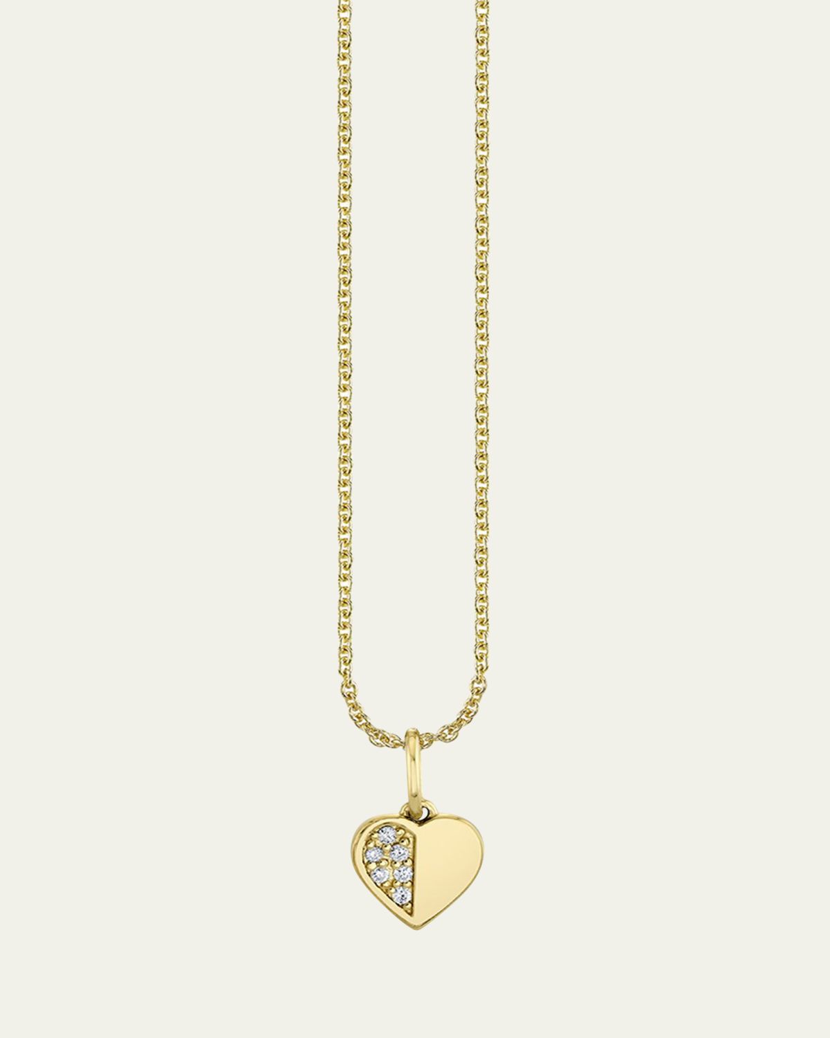 Sydney Evan 14K Half Pave Heart Charm Necklace