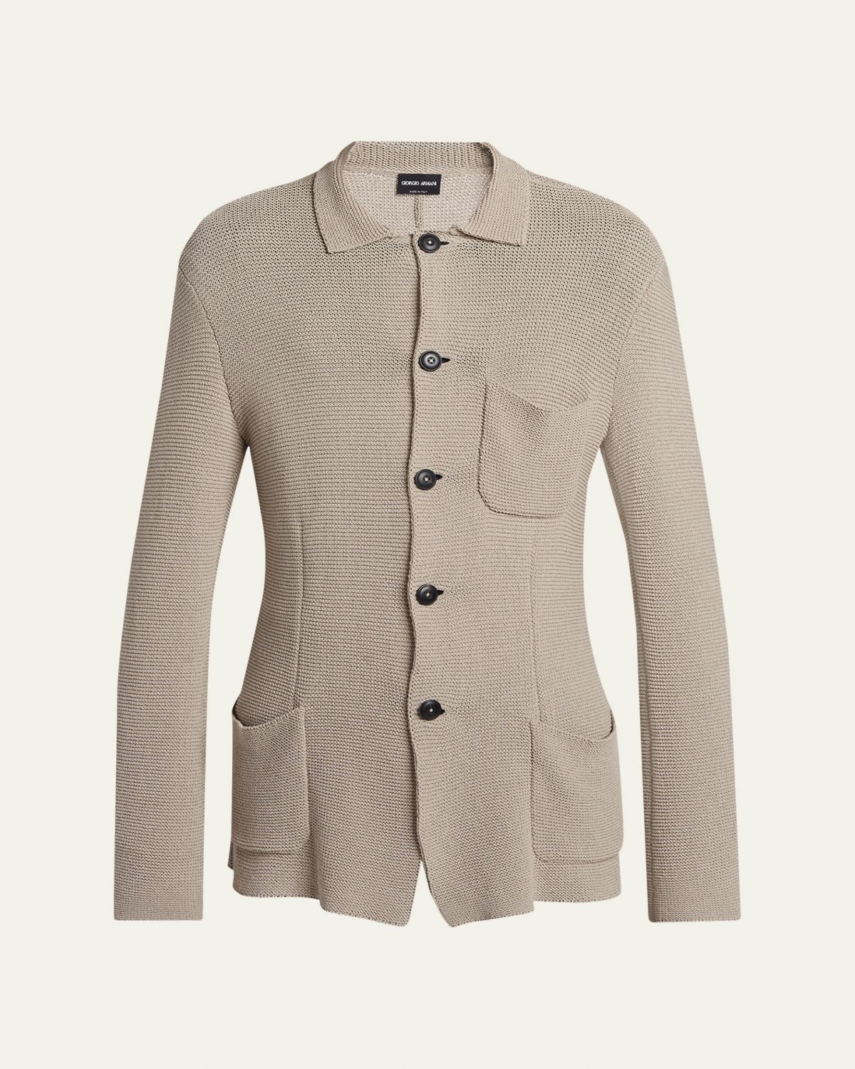 Giorgio Armani Men 's Cotton-Blend Knit Patch Pocket Knit Blazer