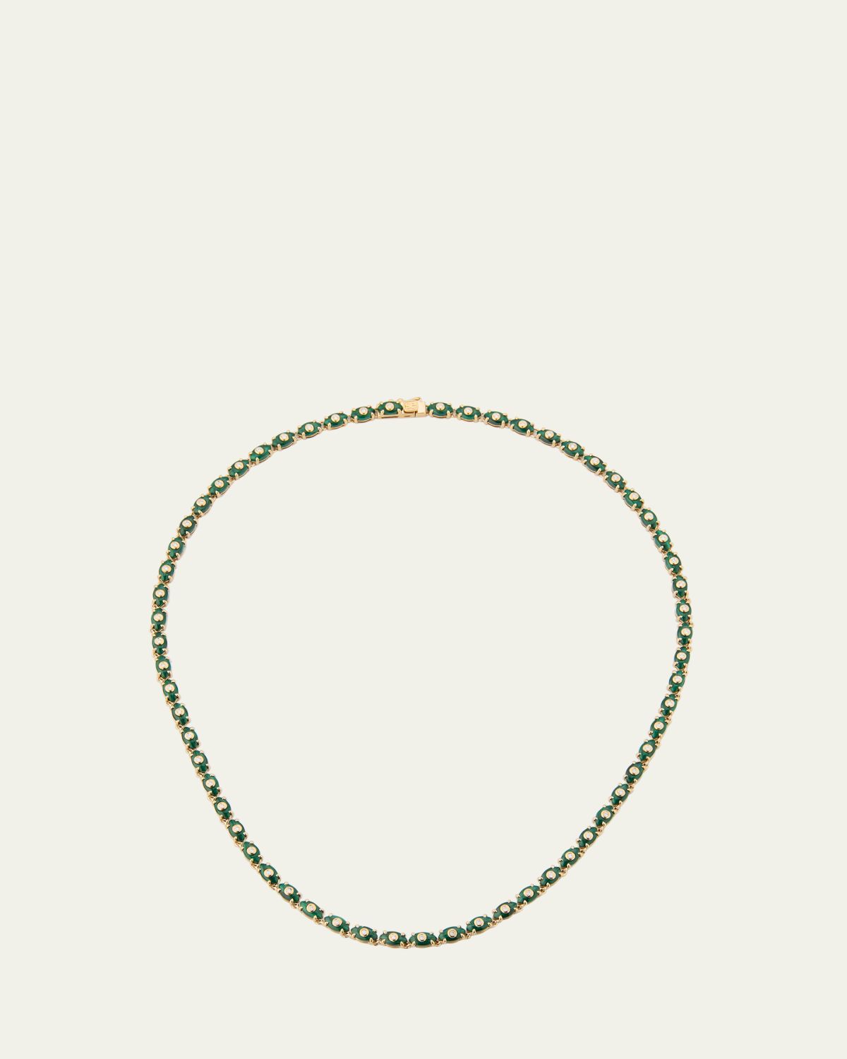 Sydney Evan Tiny Carved Malachite Evil Eye Necklace with Diamonds