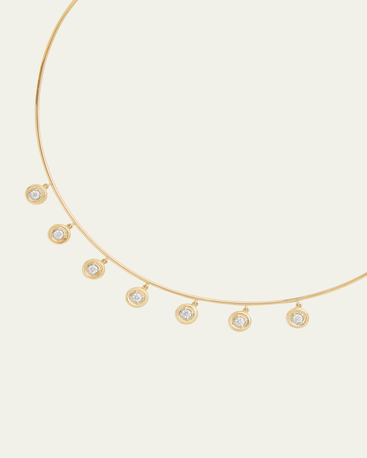 Jamie Wolf 18K Yellow and White Gold Round Edge Diamond Drop Wire Necklace