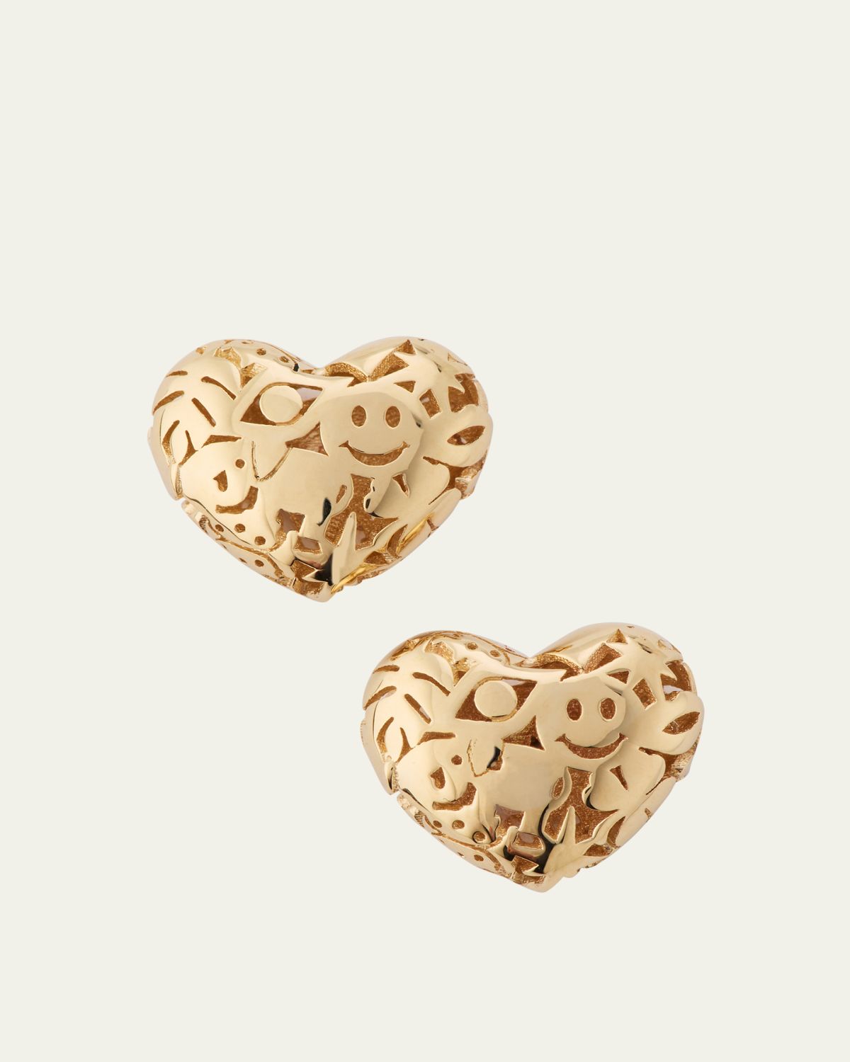 Sydney Evan Small Puffy Icon Heart Stud Earrings