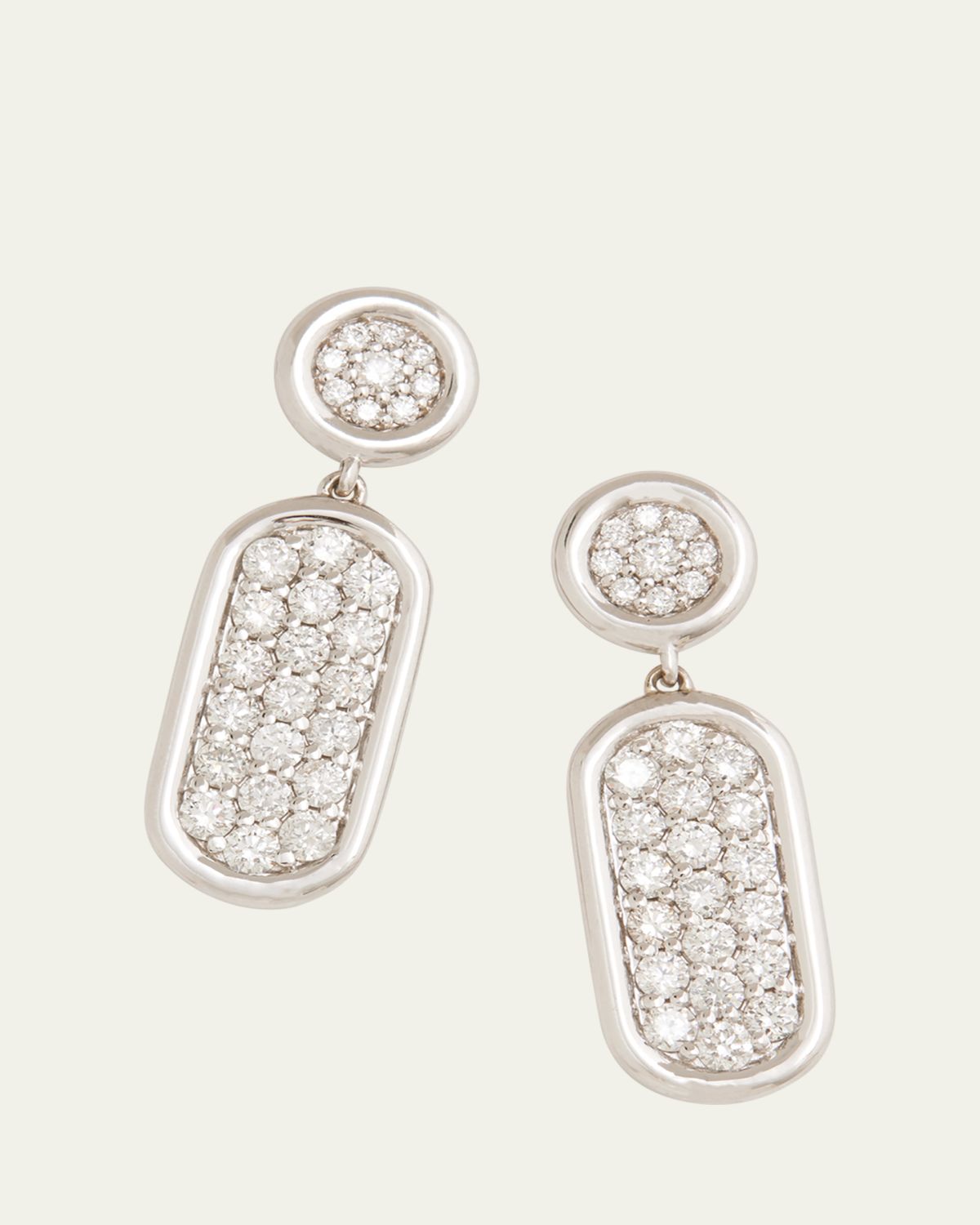 Jamie Wolf 18K White Gold Oval Drop Earrings with Diamonds