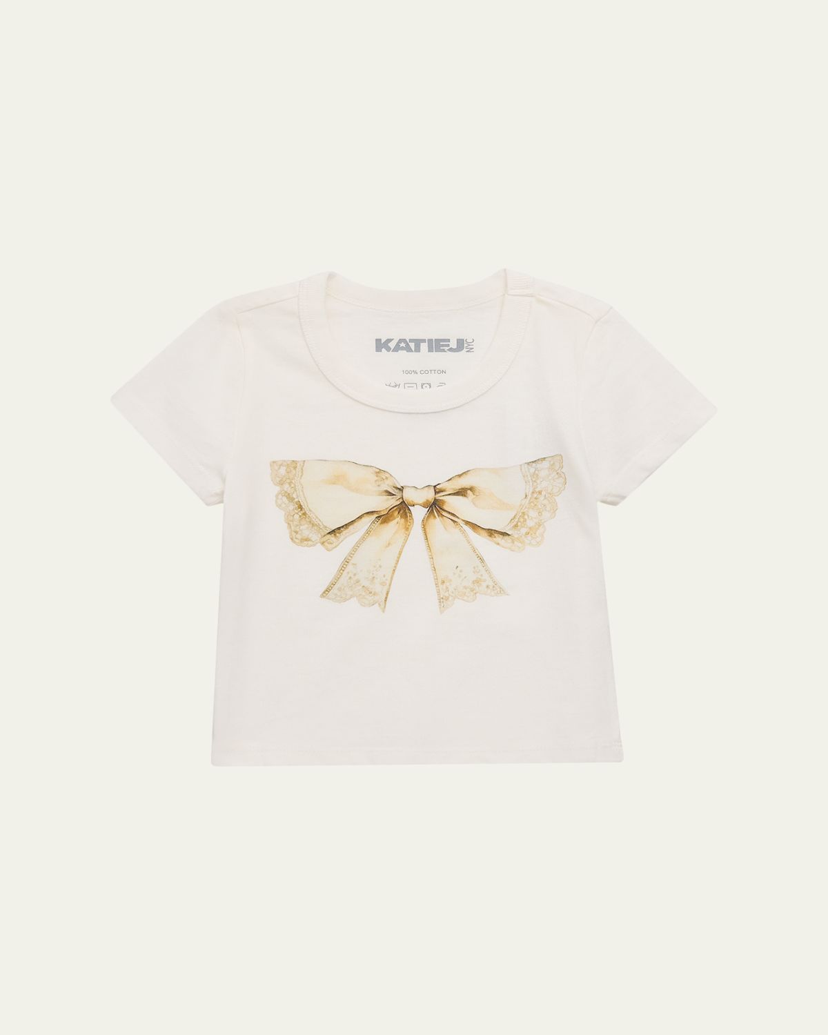 KatieJ NYC Girl's Tween Vintage Bow-Print Cotton T-Shirt, Size S-XL