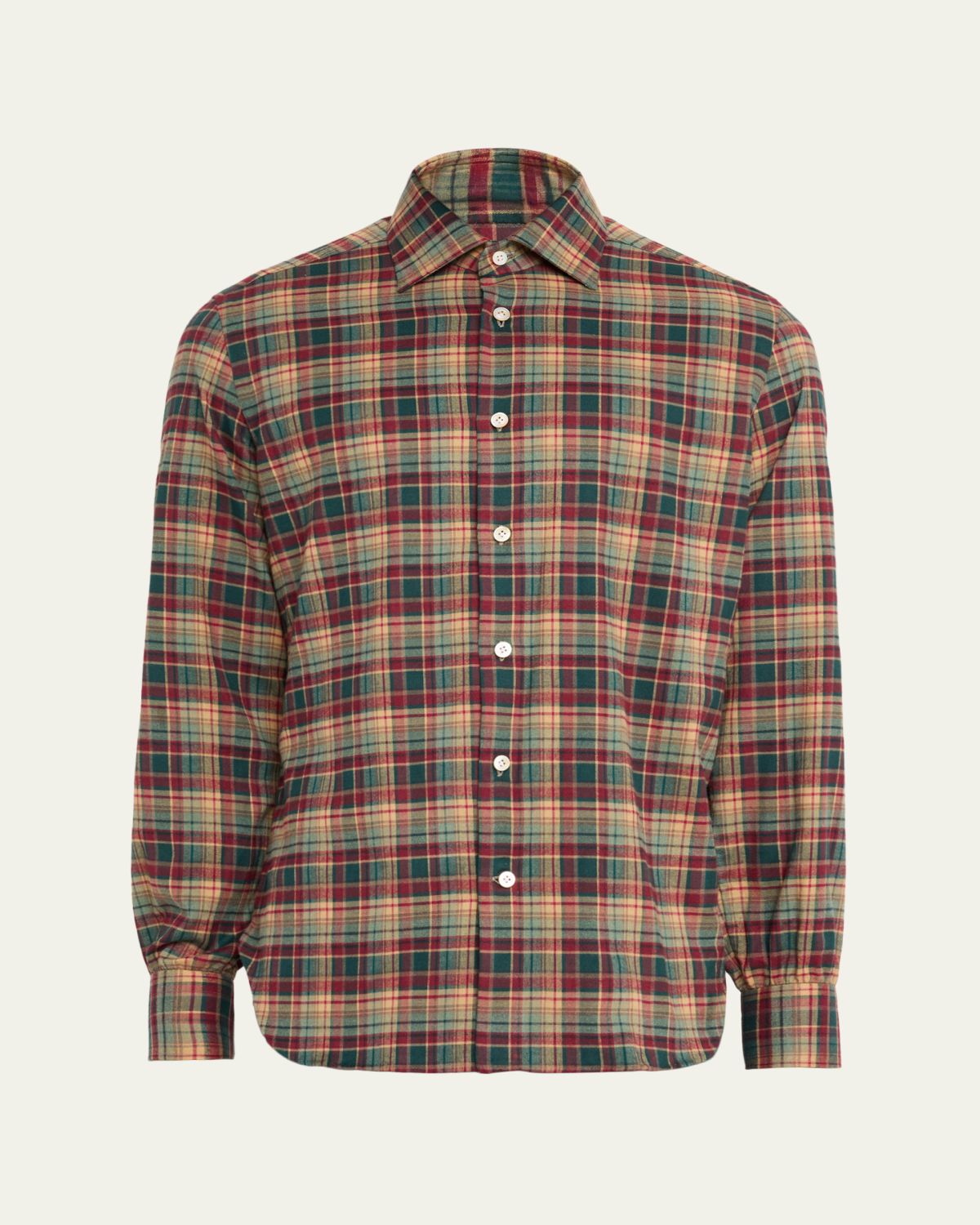 Kiton Men's Cotton Plaid Modern-Fit Sport Shirt