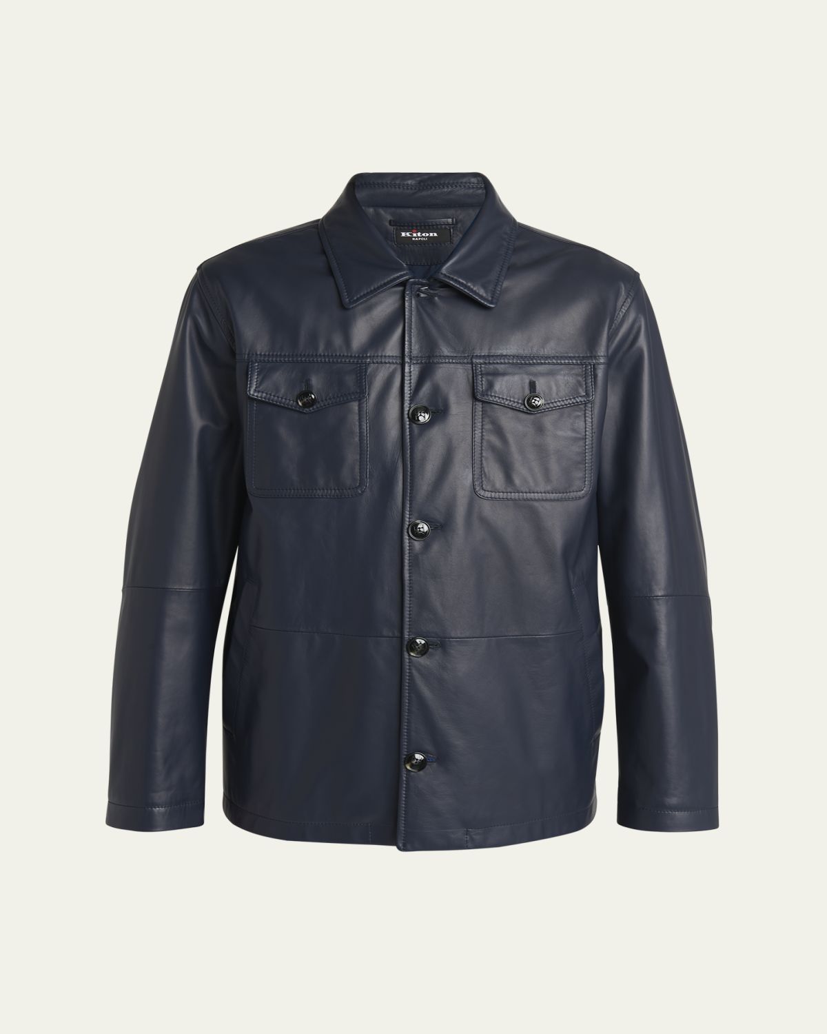 Kiton Men's Loden Napa Leather Shirt Jacket