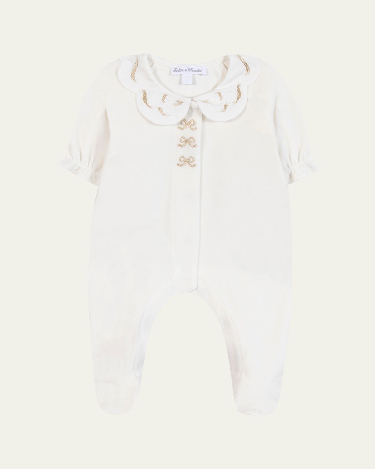 Tartine et Chocolat Girl's Embroidered Peter Pan-Collar Pajamas, Size 6M-1