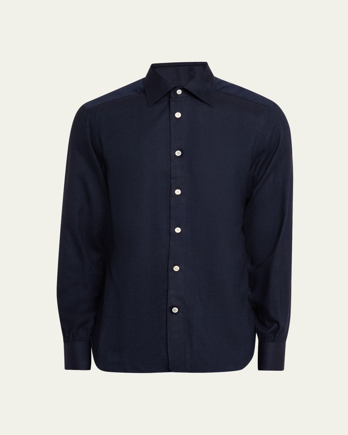 Kiton Men's Modern Fit Cotton Micro-Herringbone Sport Shirt