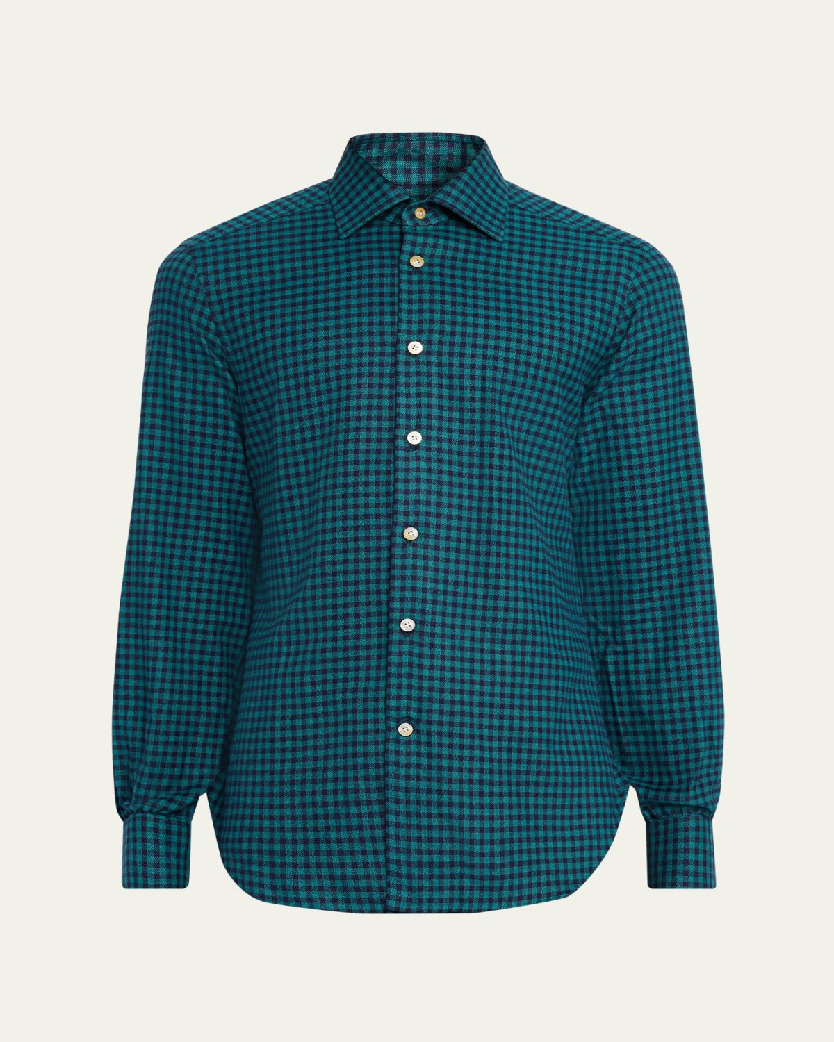 Kiton Men's Cotton Gingham Check Modern-Fit Sport Shirt