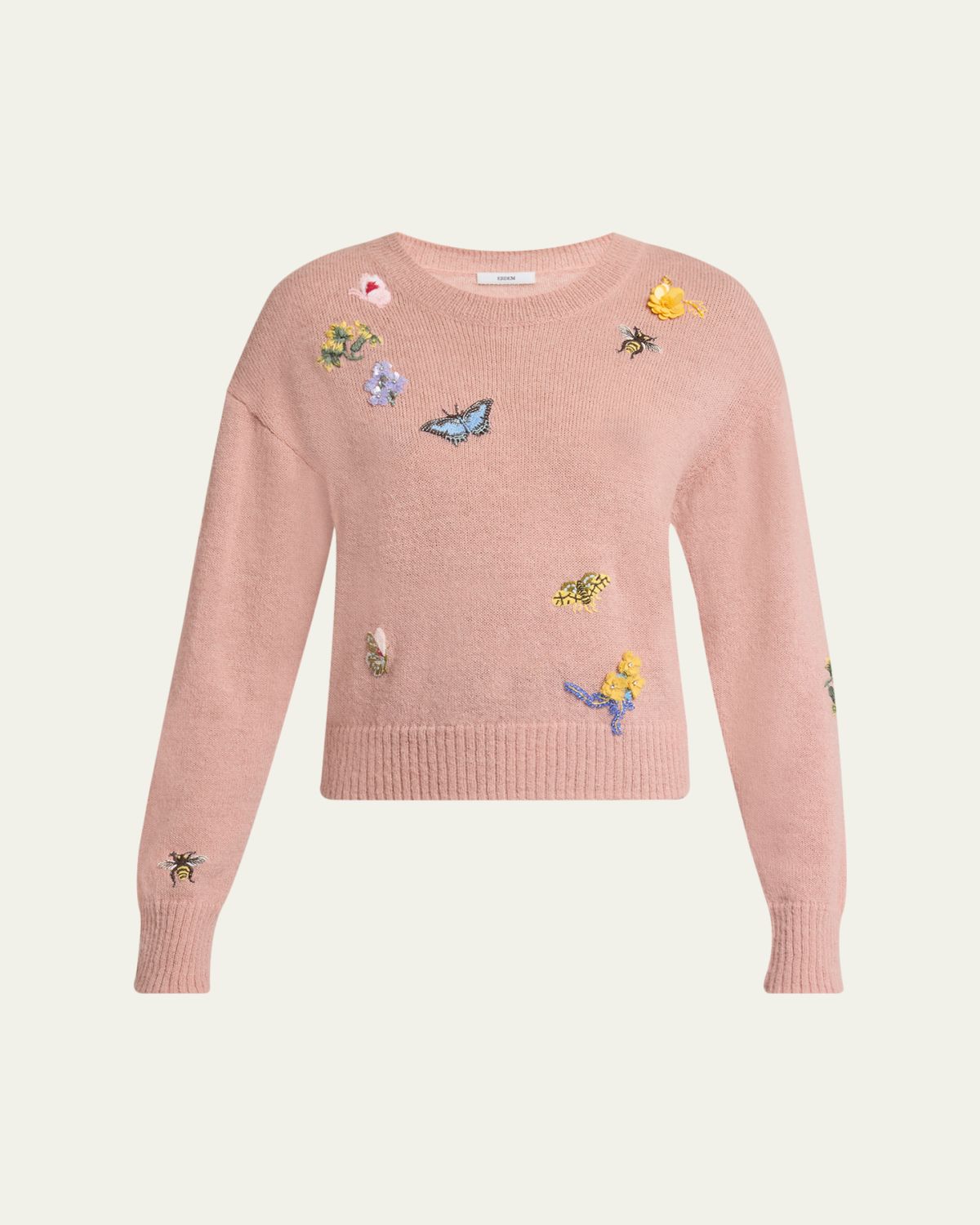 Erdem Embroidered Alpaca-Blend Crewneck Sweater