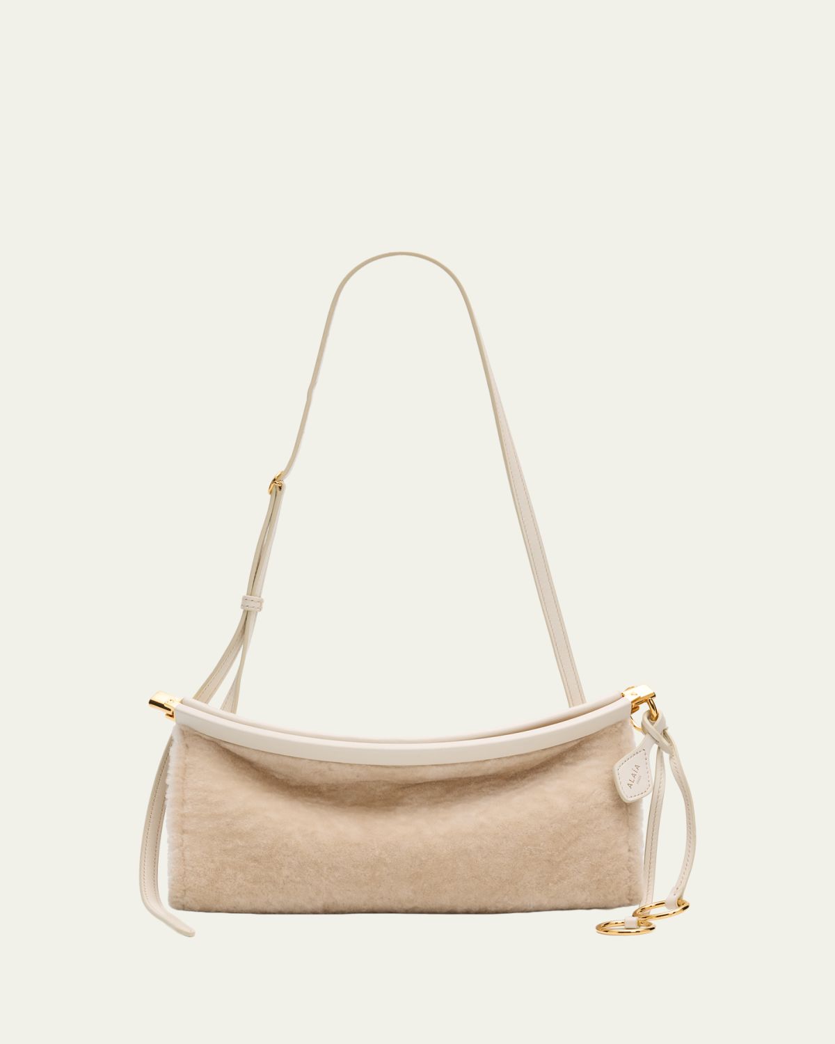 ALAIA Le Click Shaved Shearling Small East-West Shoulder Bag