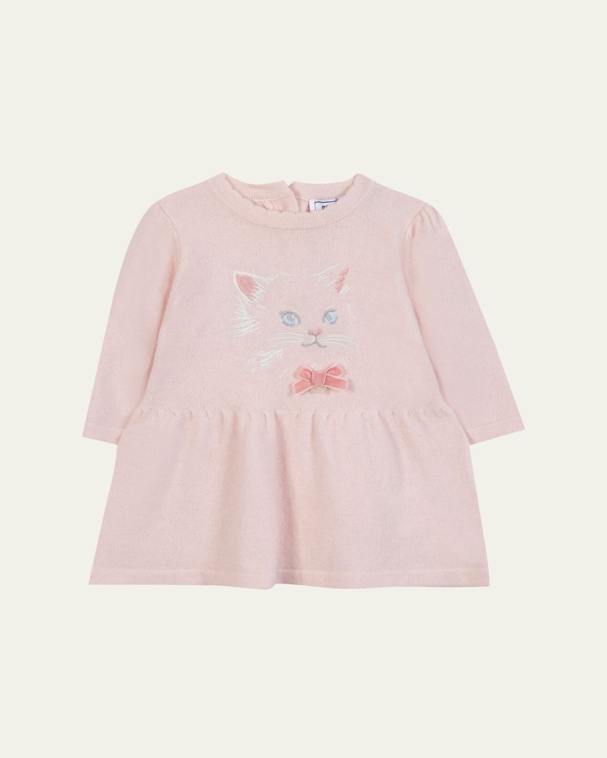 Tartine et Chocolat Girl's Cat Embroidered Ruffled-Hem Dress, 18M-