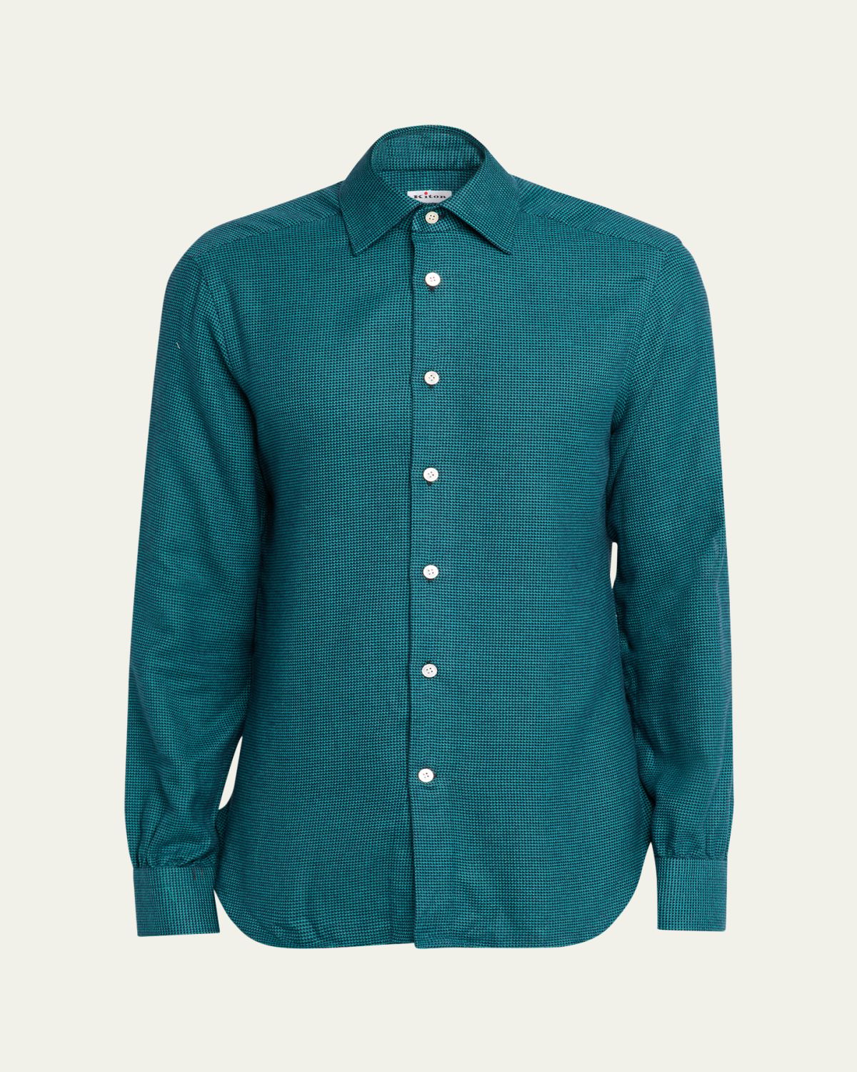 Kiton Men's Modern Fit Cotton Micro-Gingham Sport Shirt