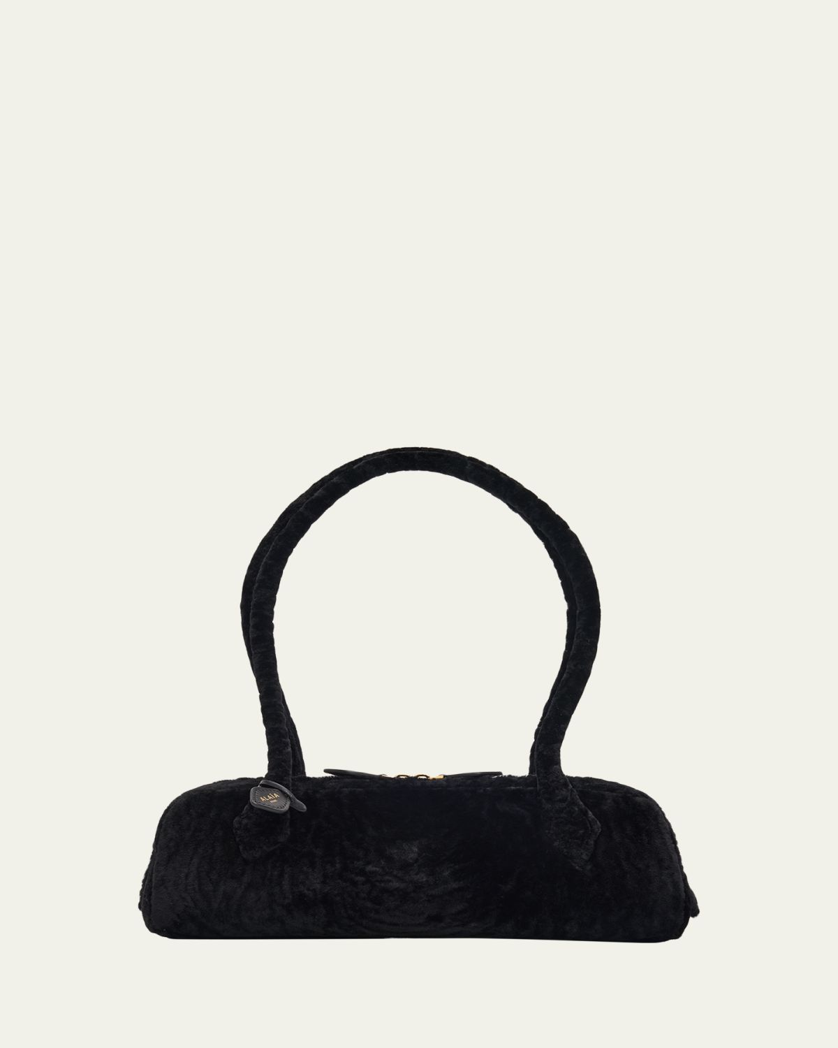 ALAIA Le Teckel Shaved Shearling Medium Shoulder Bag