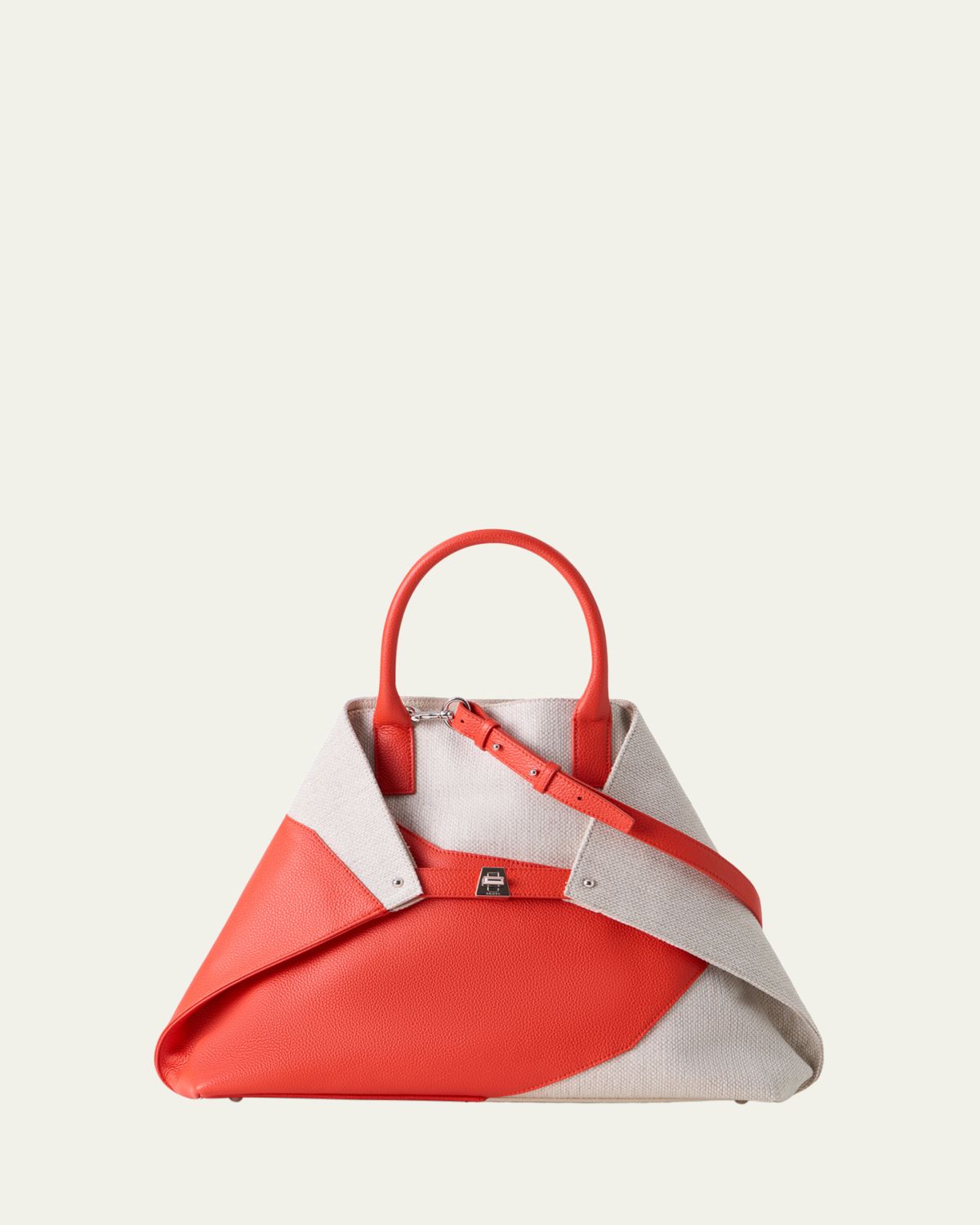 Akris AI Medium Leather & Canvas Top-Handle Bag