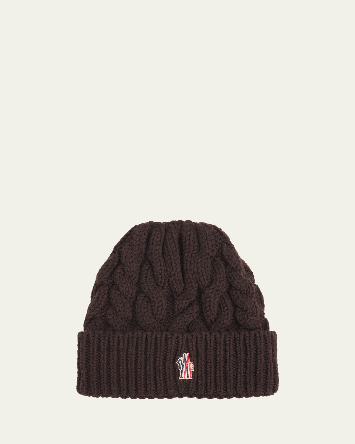Moncler Grenoble Cable-Knit Wool Logo Beanie