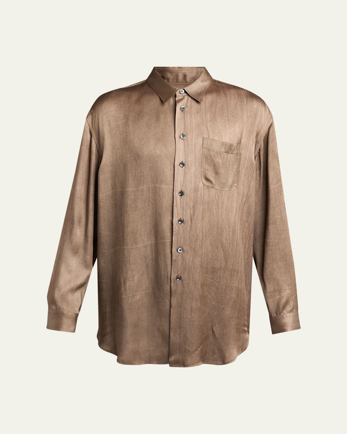 Giorgio Armani Men 's Dyed Satin Oversized Button-Down Shirt with Pocket