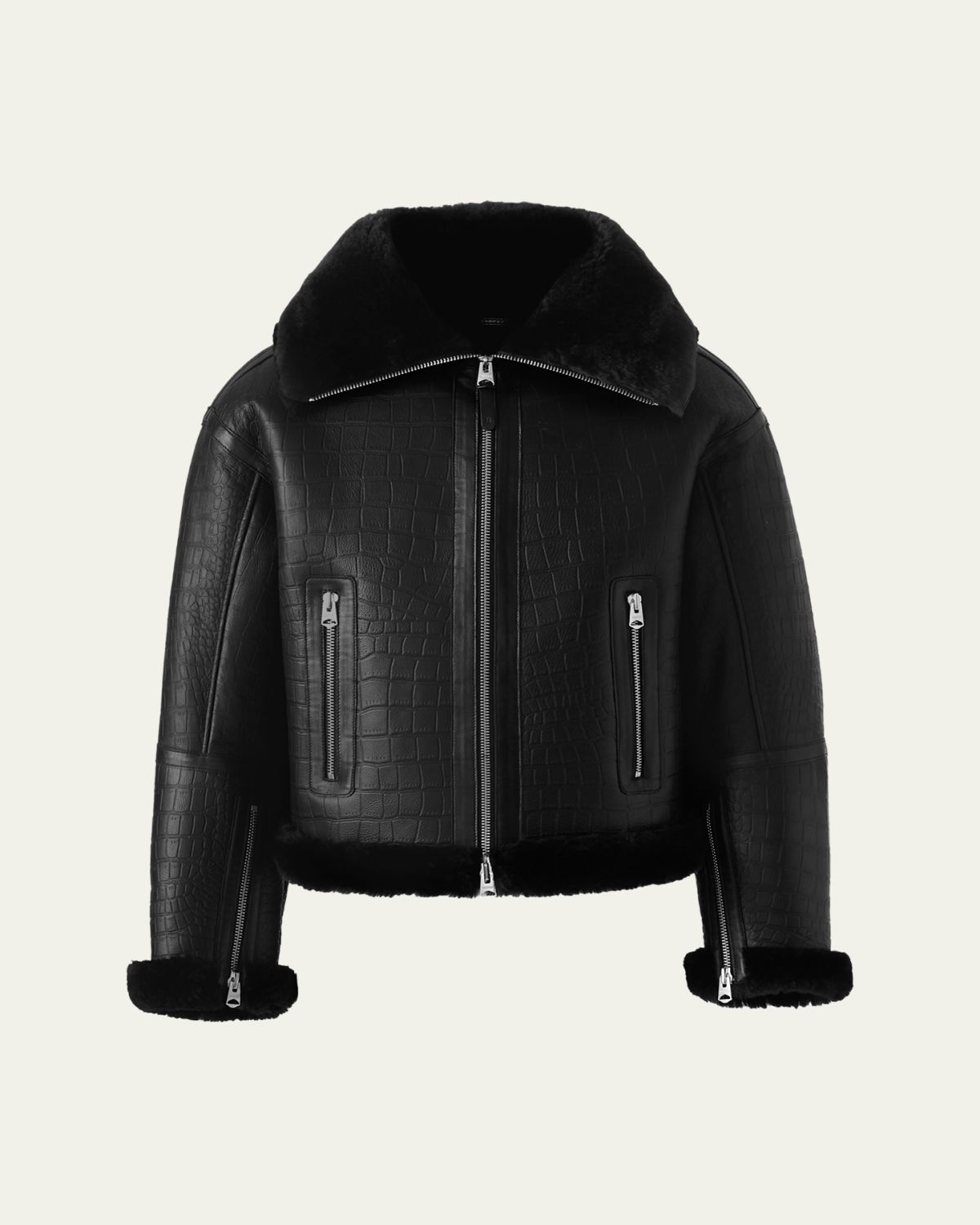 Mackage Men's Memphis Croc-Effect Oversized Shearling Jacket