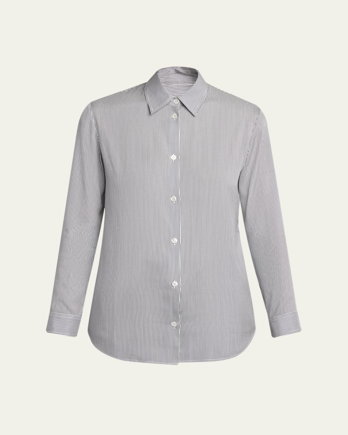 THE ROW Petra Striped Silk Poplin Button-Down Shirt