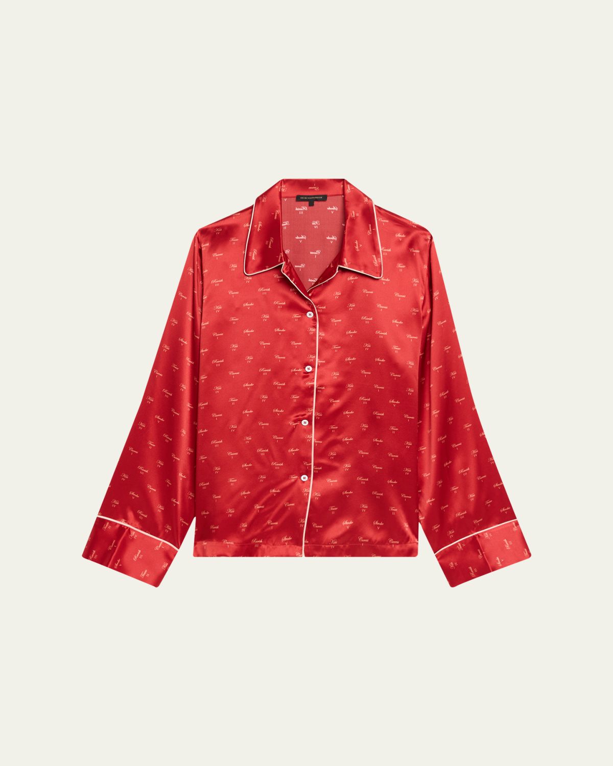 Kiki De Montparnasse Kiss-Print Silk Lounge Nightshirt