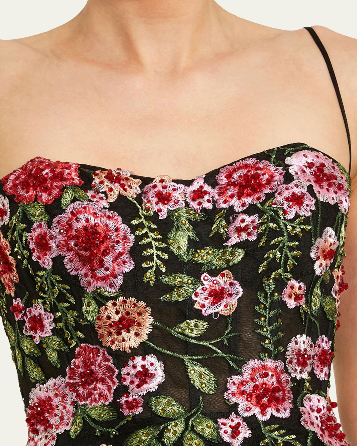 Mac Duggal Floral-Embroidered Tulle Midi Dress | Thumbnail 4