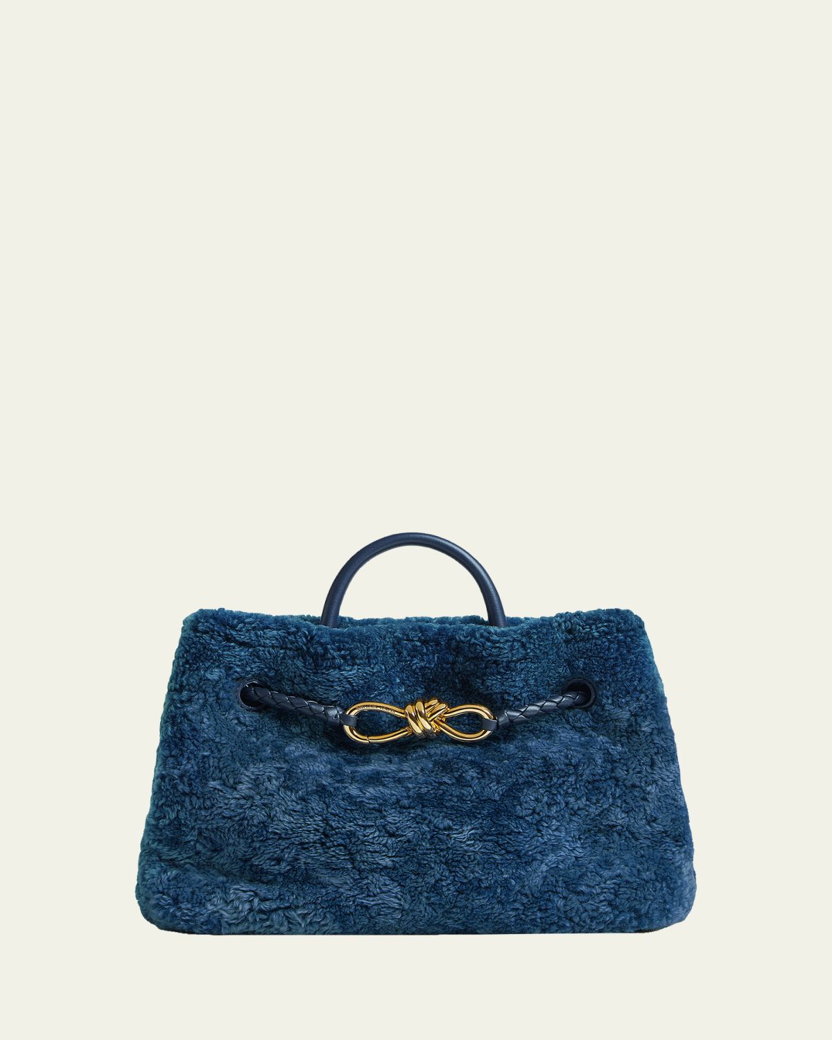 Bottega Veneta Andiamo Small Shearling Top-Handle Bag