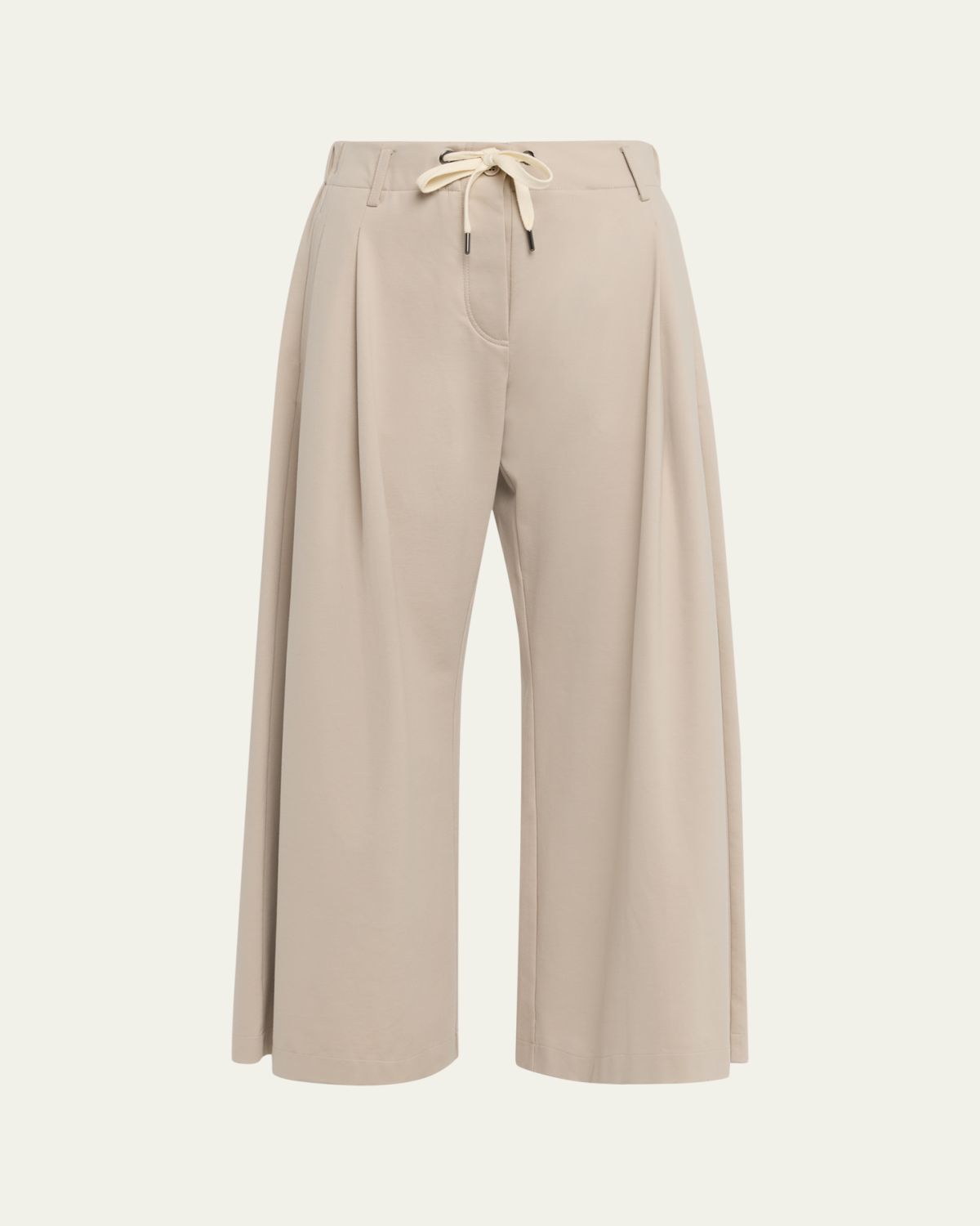 Brunello Cucinelli Pleated Wide-Leg Crop Sport Pants