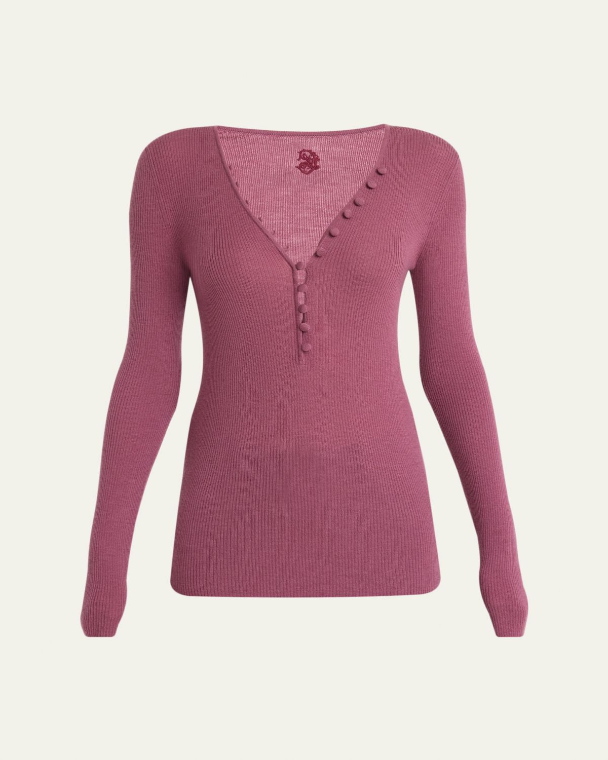 Chloe Ribbed Wool Henley