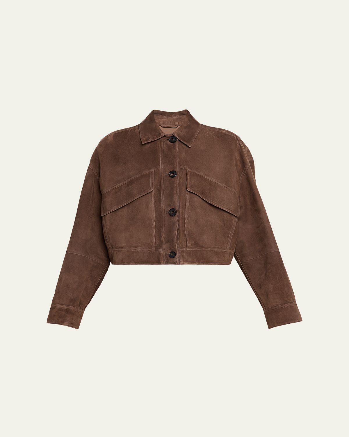 Brunello Cucinelli Couture Suede Crop Shirt Jacket