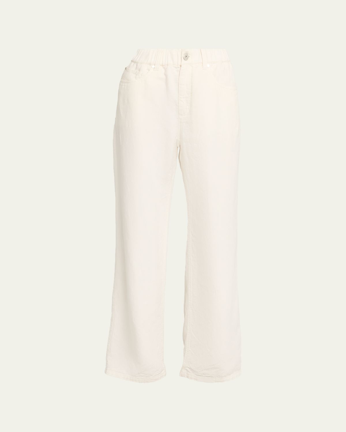 Brunello Cucinelli Dyed Cotton-Linen Wide-Leg Pants