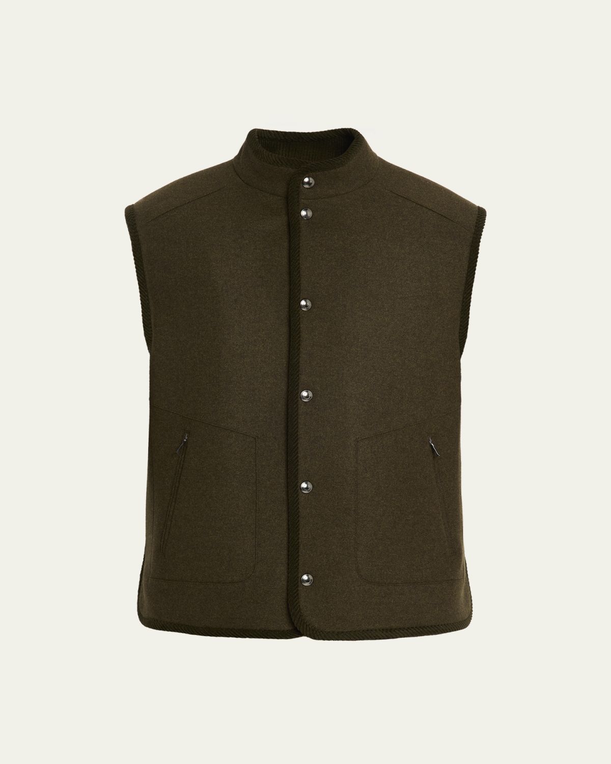 Loro Piana Men's Kelvin Wool and Cashmere Snap-Front Vest