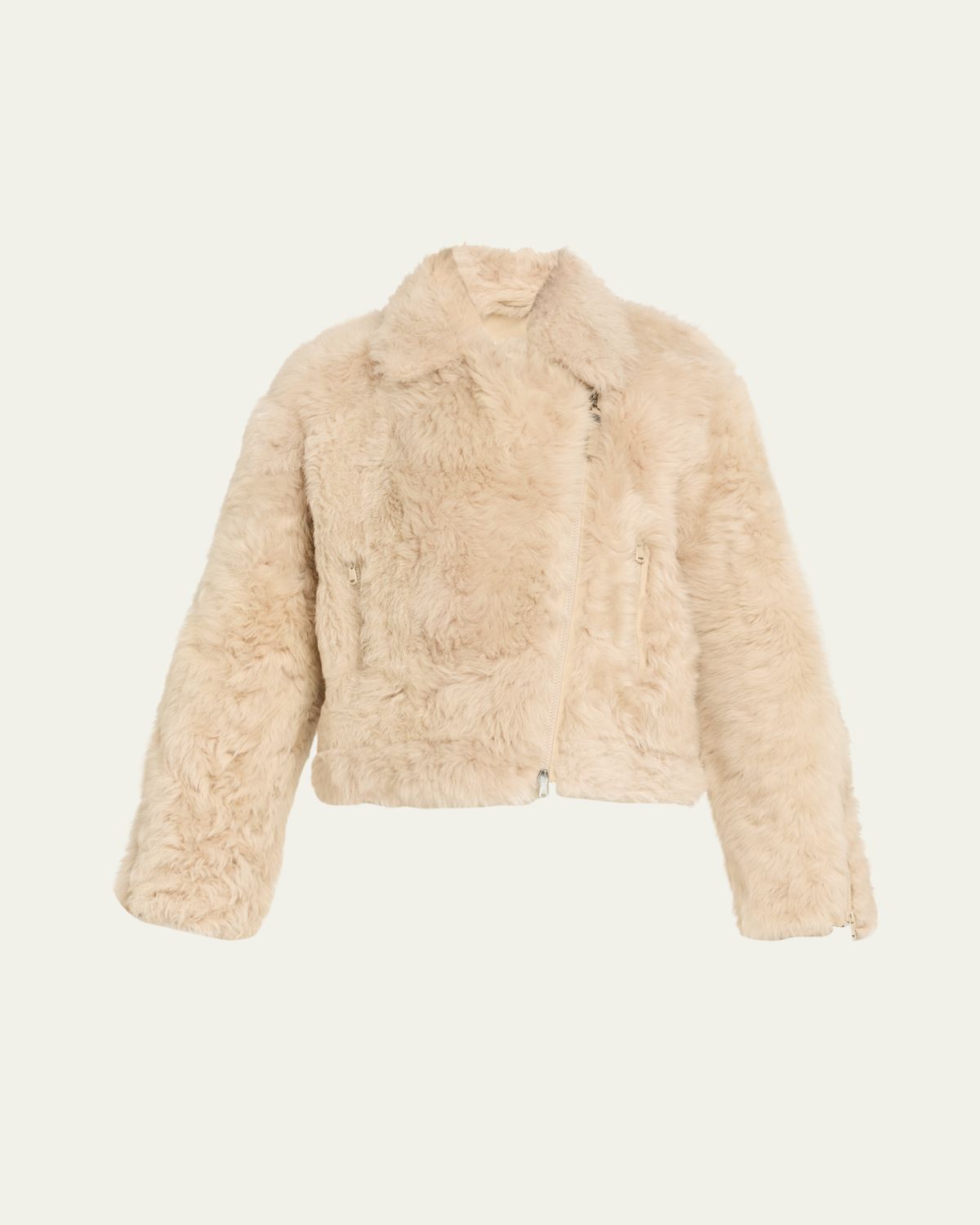 Brunello Cucinelli Lamb Shearling Moto Jacket