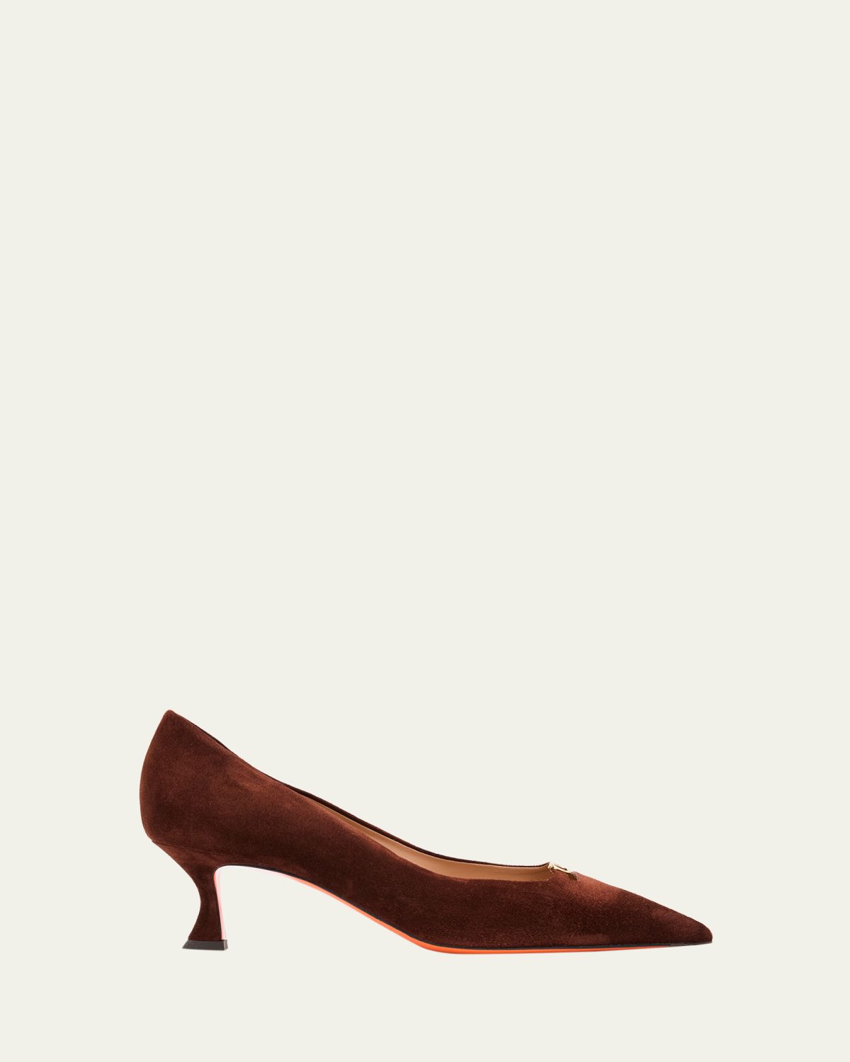 Santoni 55mm Sabine Suede Buckle Pumps